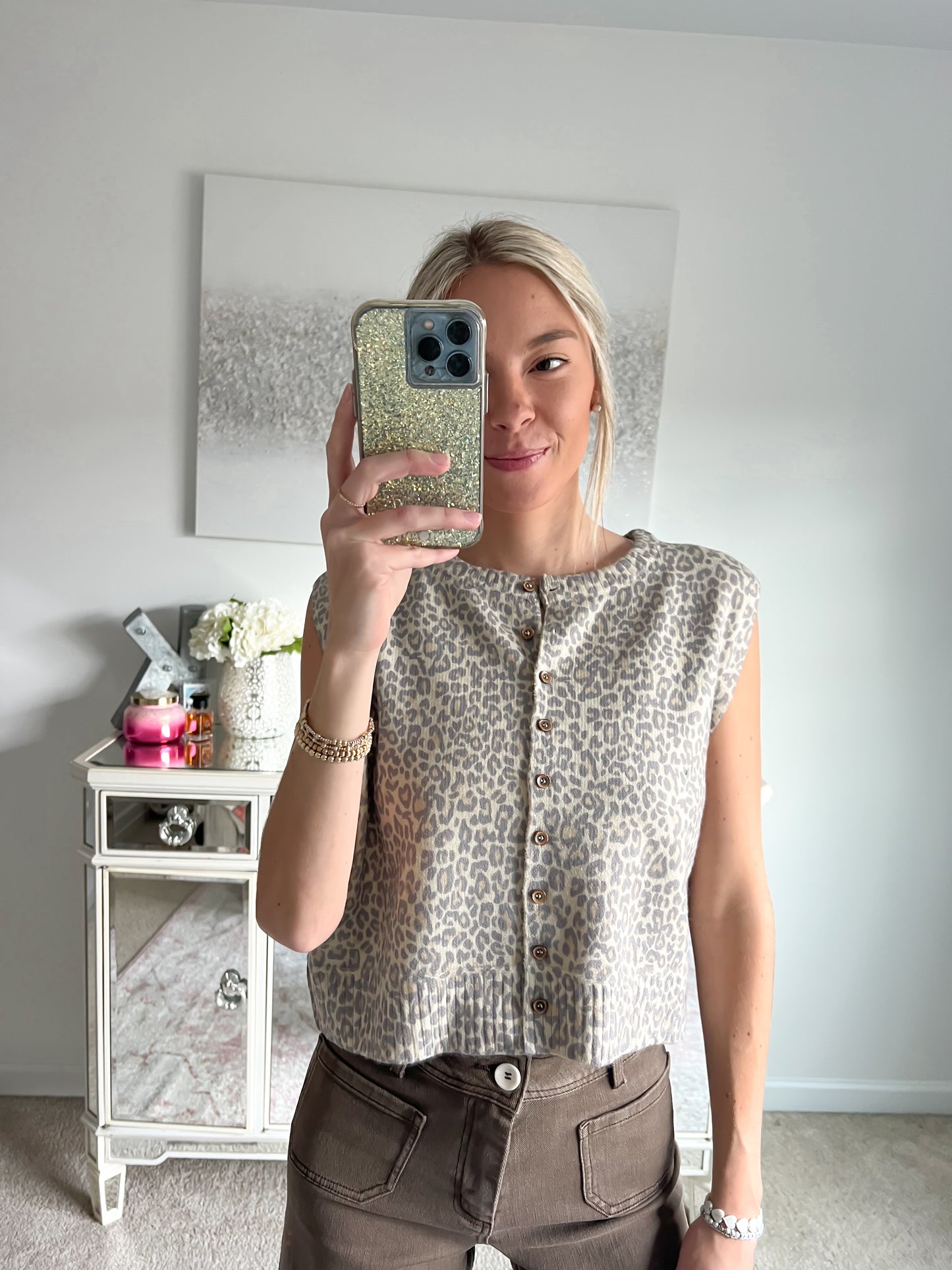 Leopard Short Sleeve Sweater