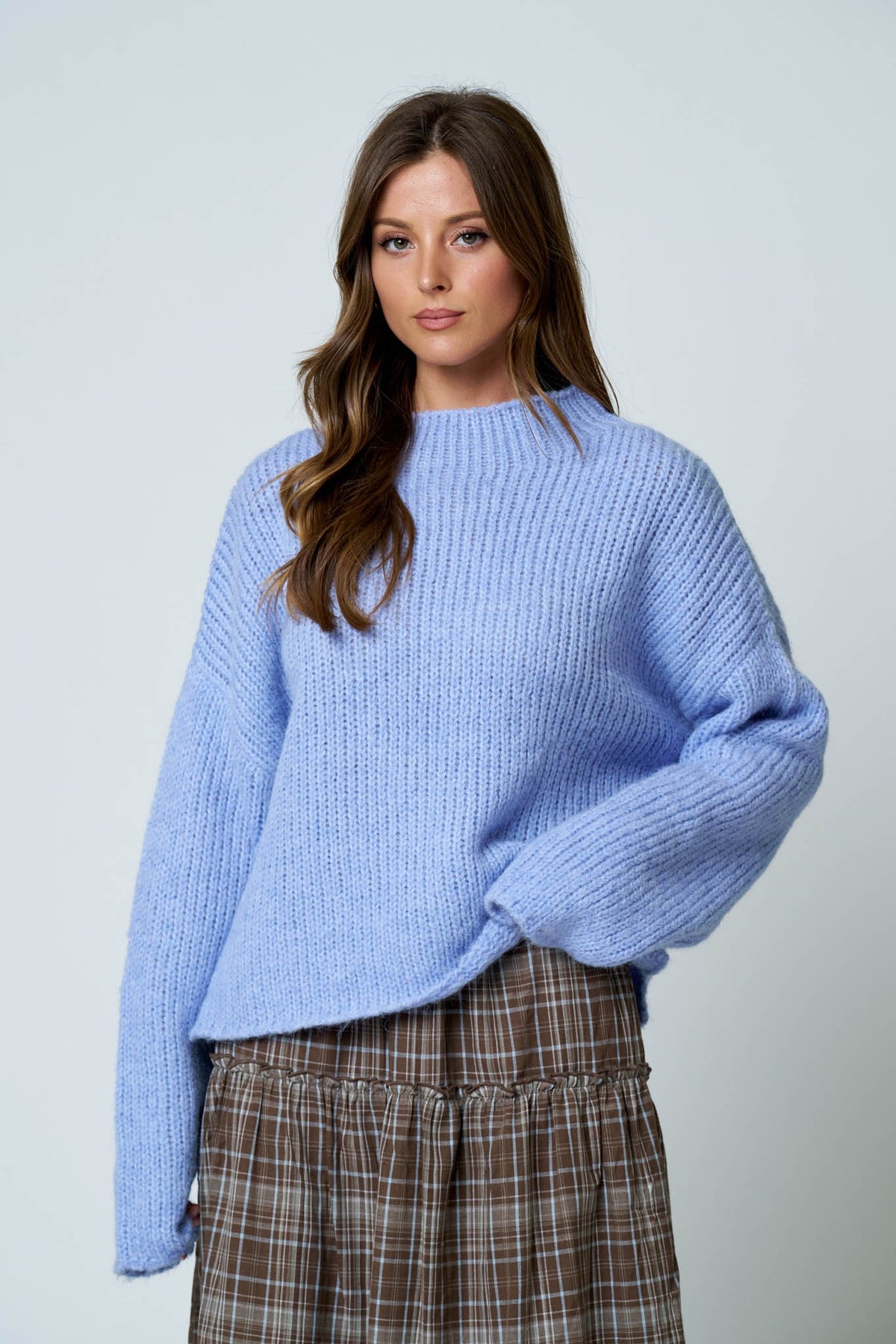 Ava Blue Mock Neck Sweater