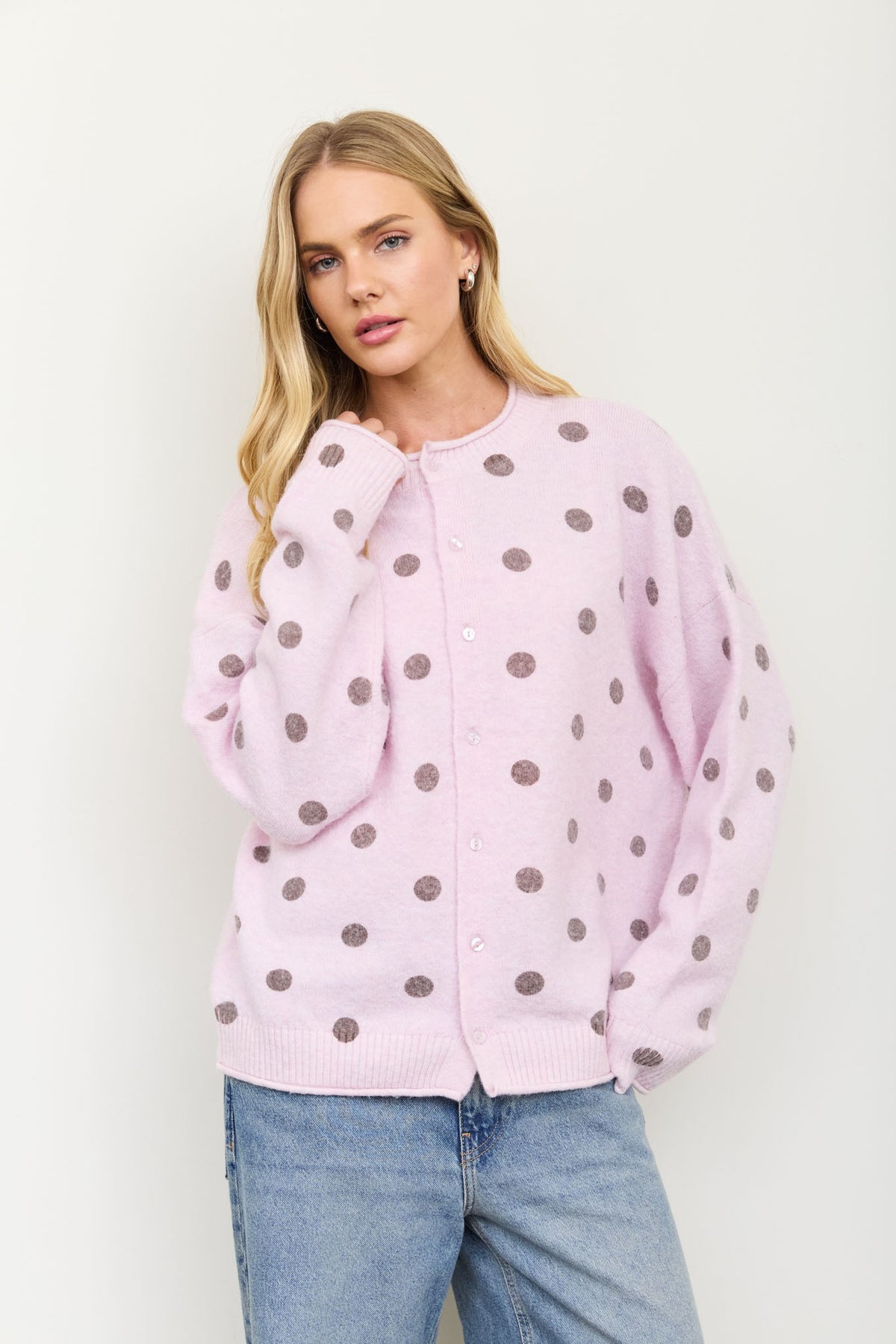 Jade Pink Polka Dot Cardigan