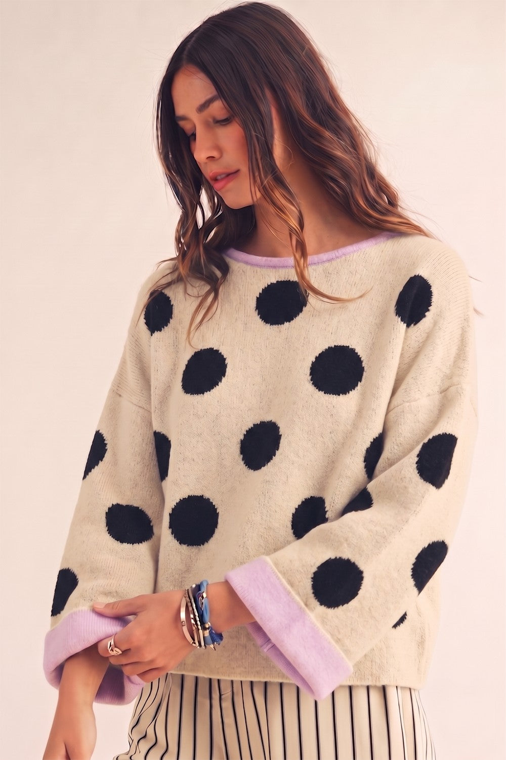 Ivy Ivory Polka Dot Sweater