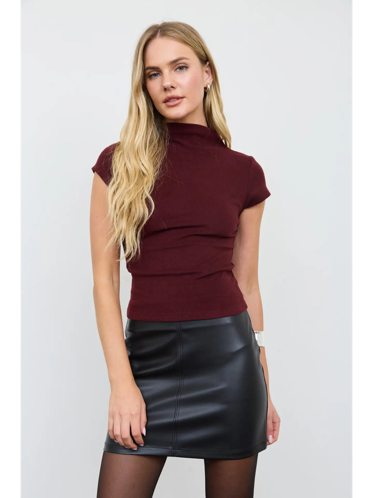 Faith Maroon Short Sleeve Top