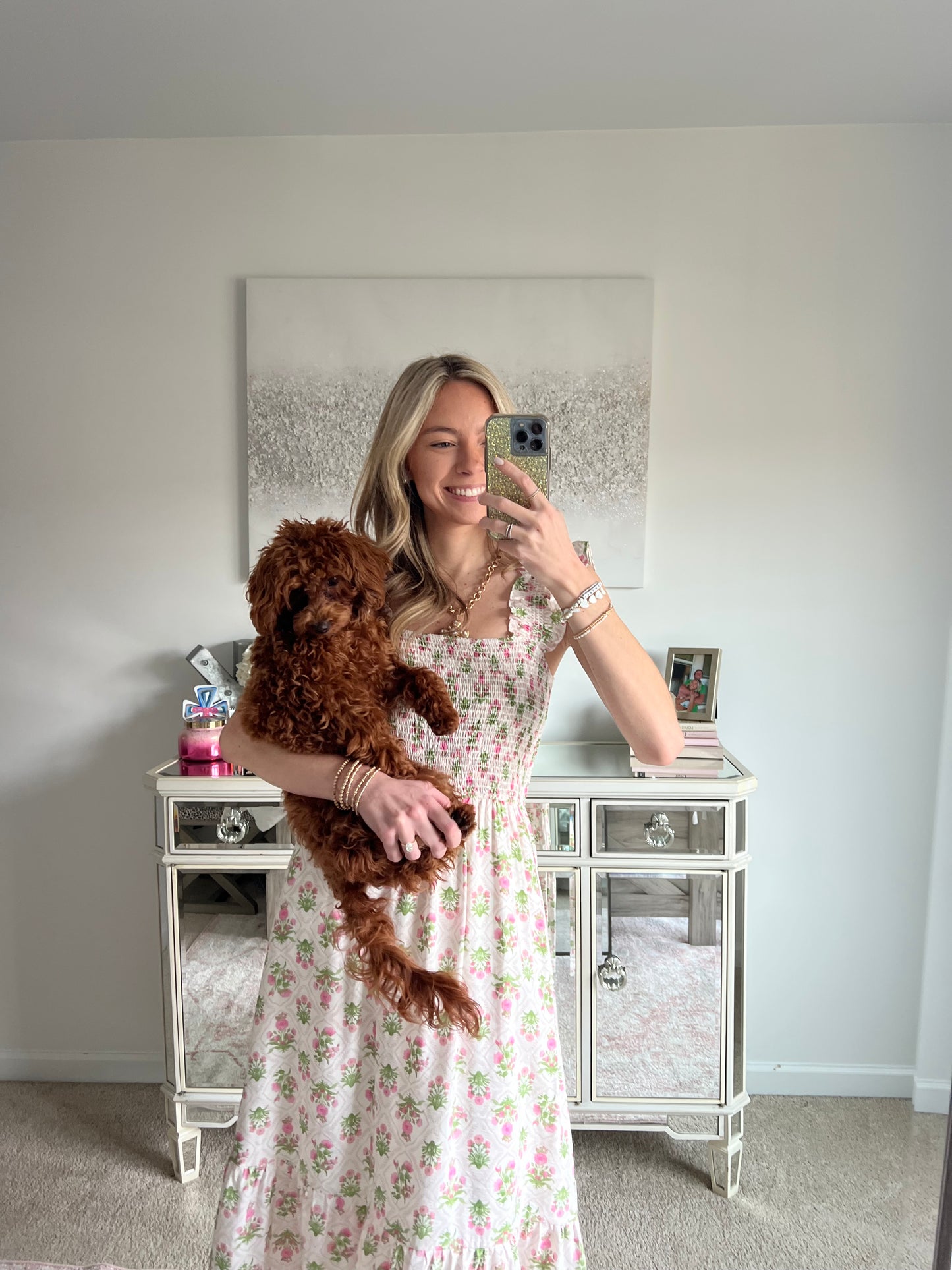 Rosie Pink Floral Midi Dress