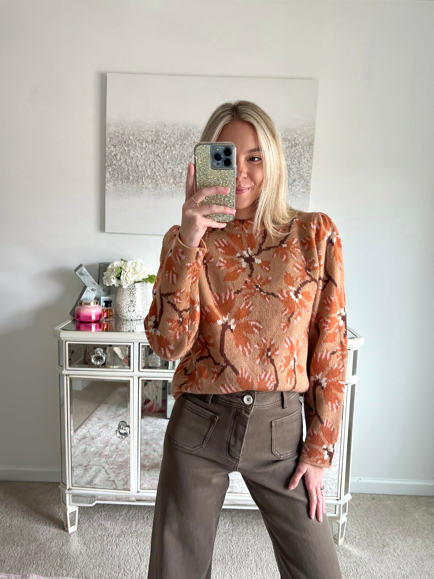 Fia Floral Mock Neck Sweater