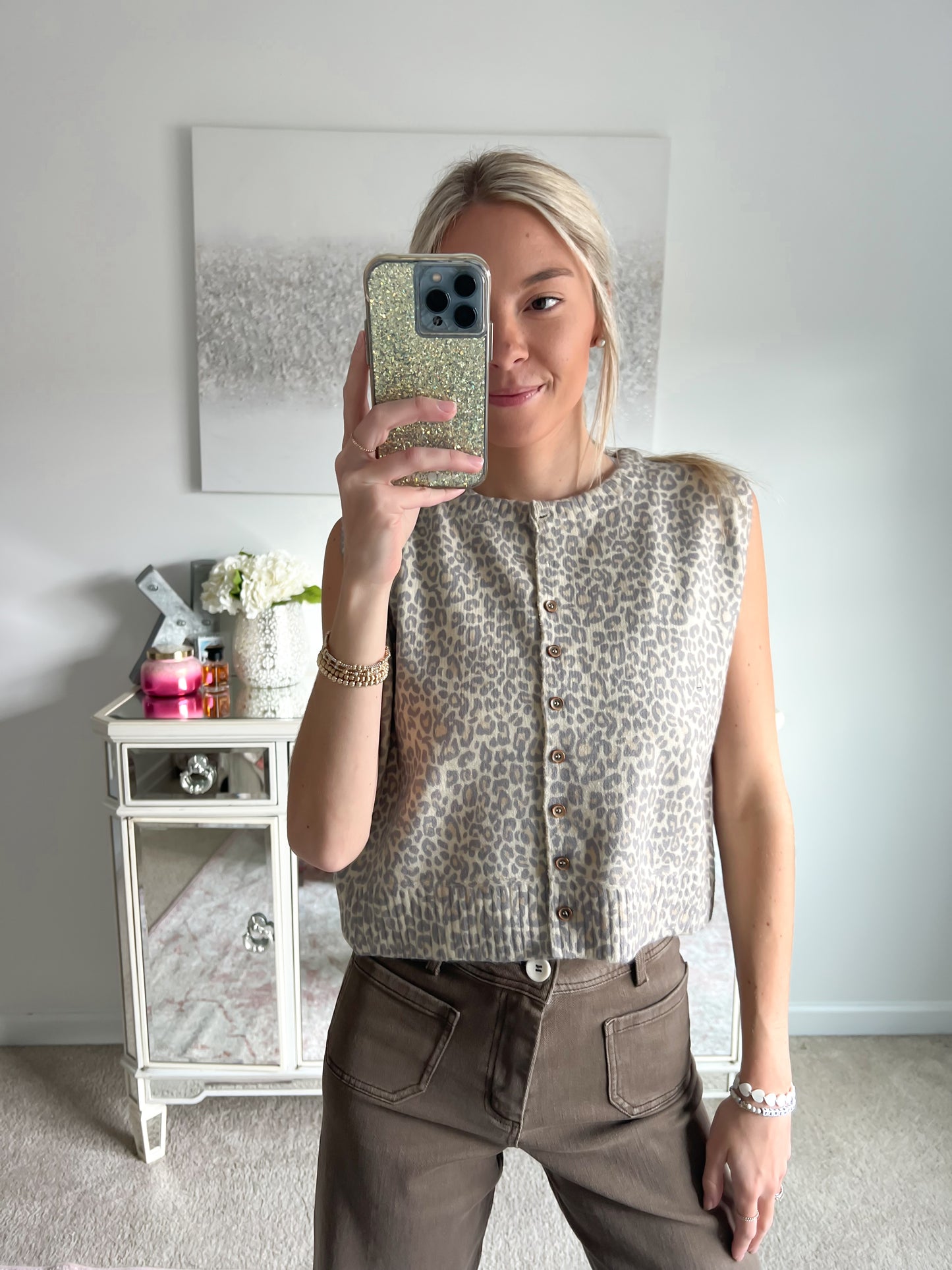 Leopard Short Sleeve Sweater