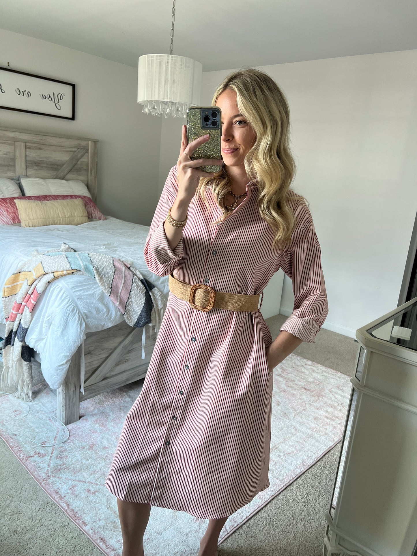 Paloma Red Striped Midi Dress