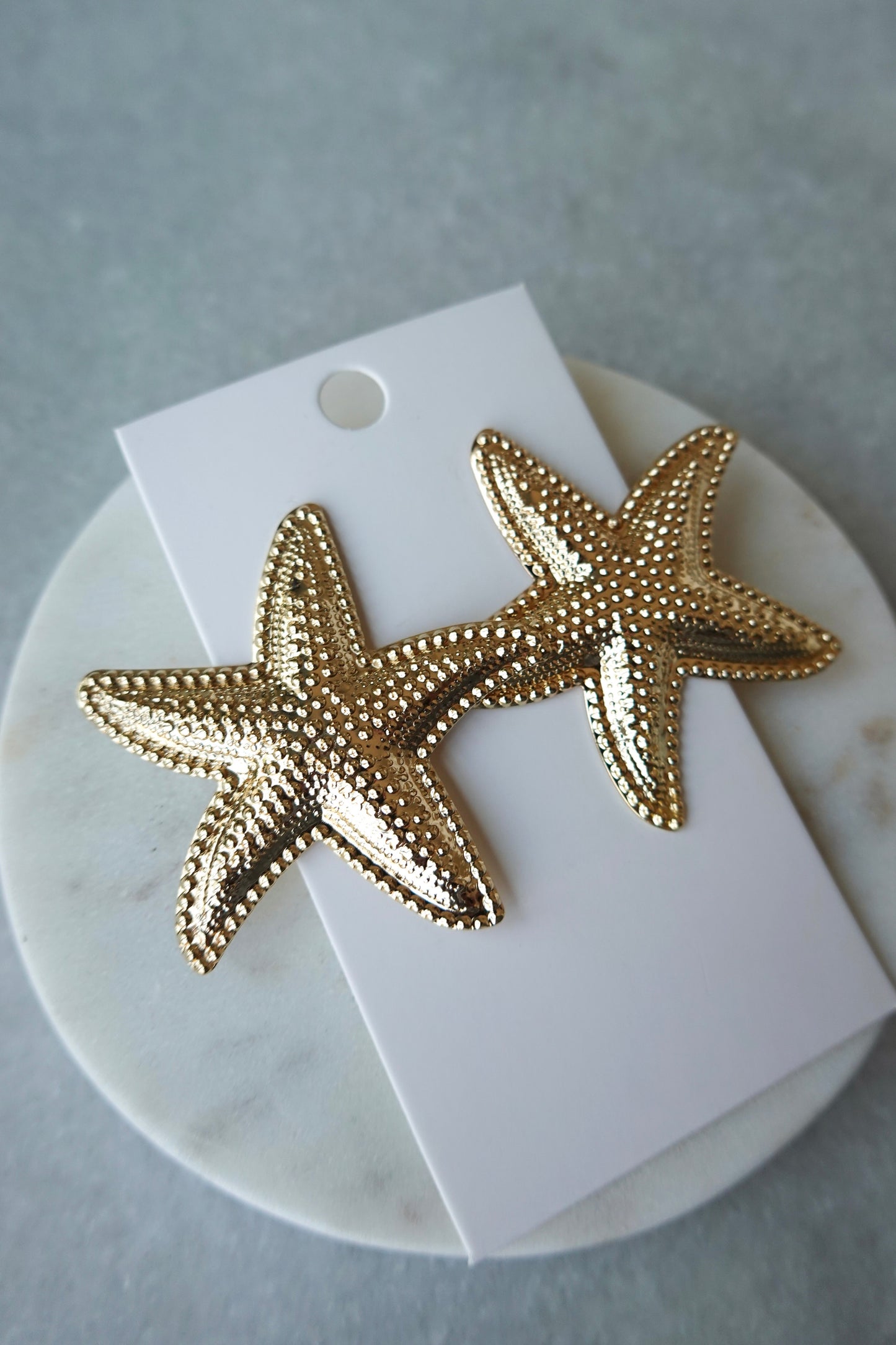 Textured Starfish Stud Drop Earrings