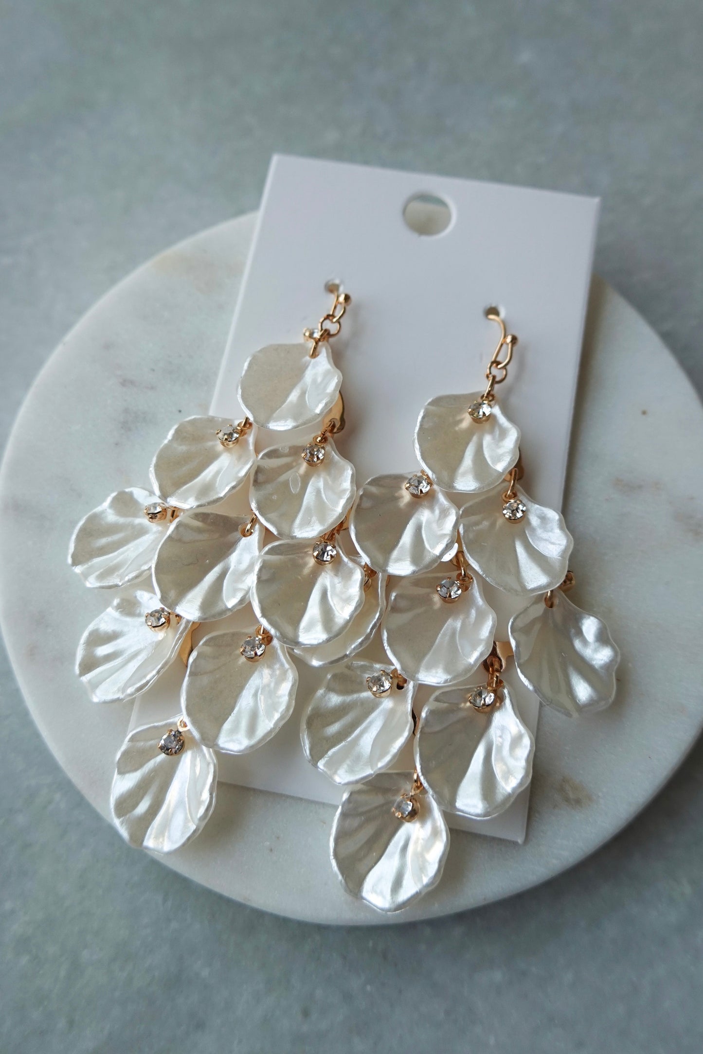 Acrylic Pearl Leaf Dangle Earrings