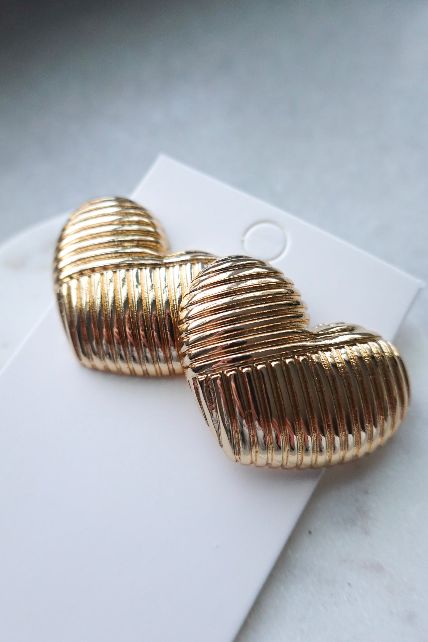Ridged Heart Stud Earring