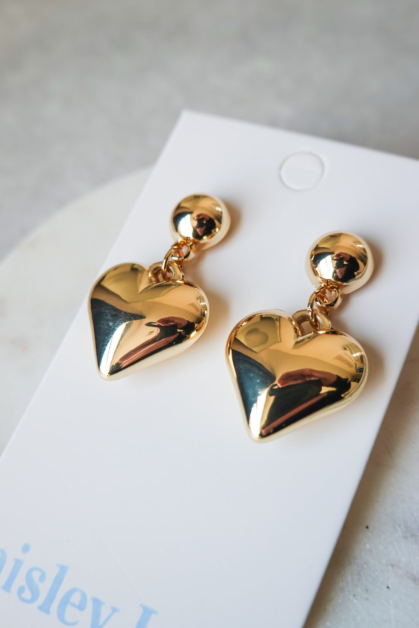 Rounded Heart Dangle Earrings