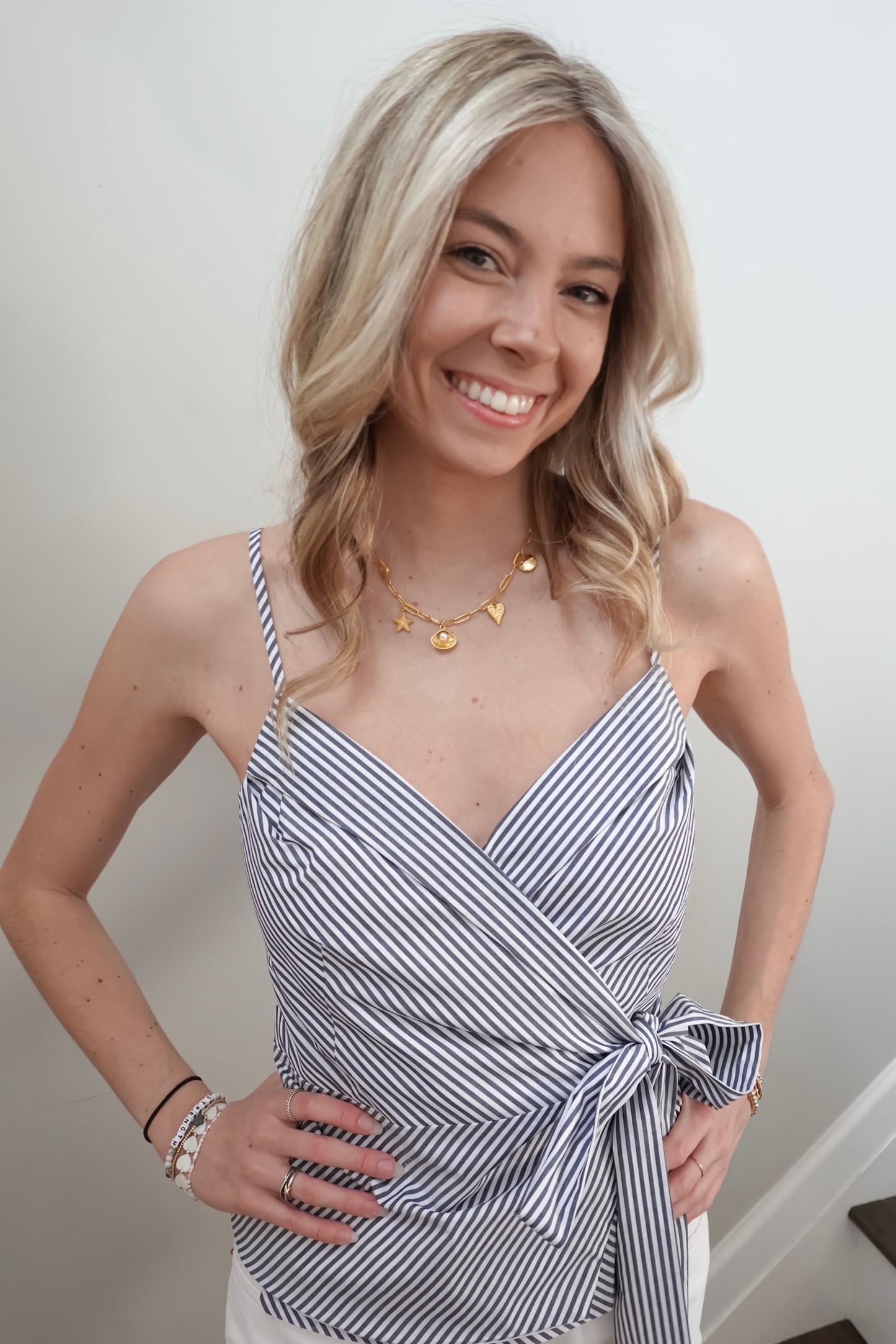 Piper Striped Cross Front Tank Top