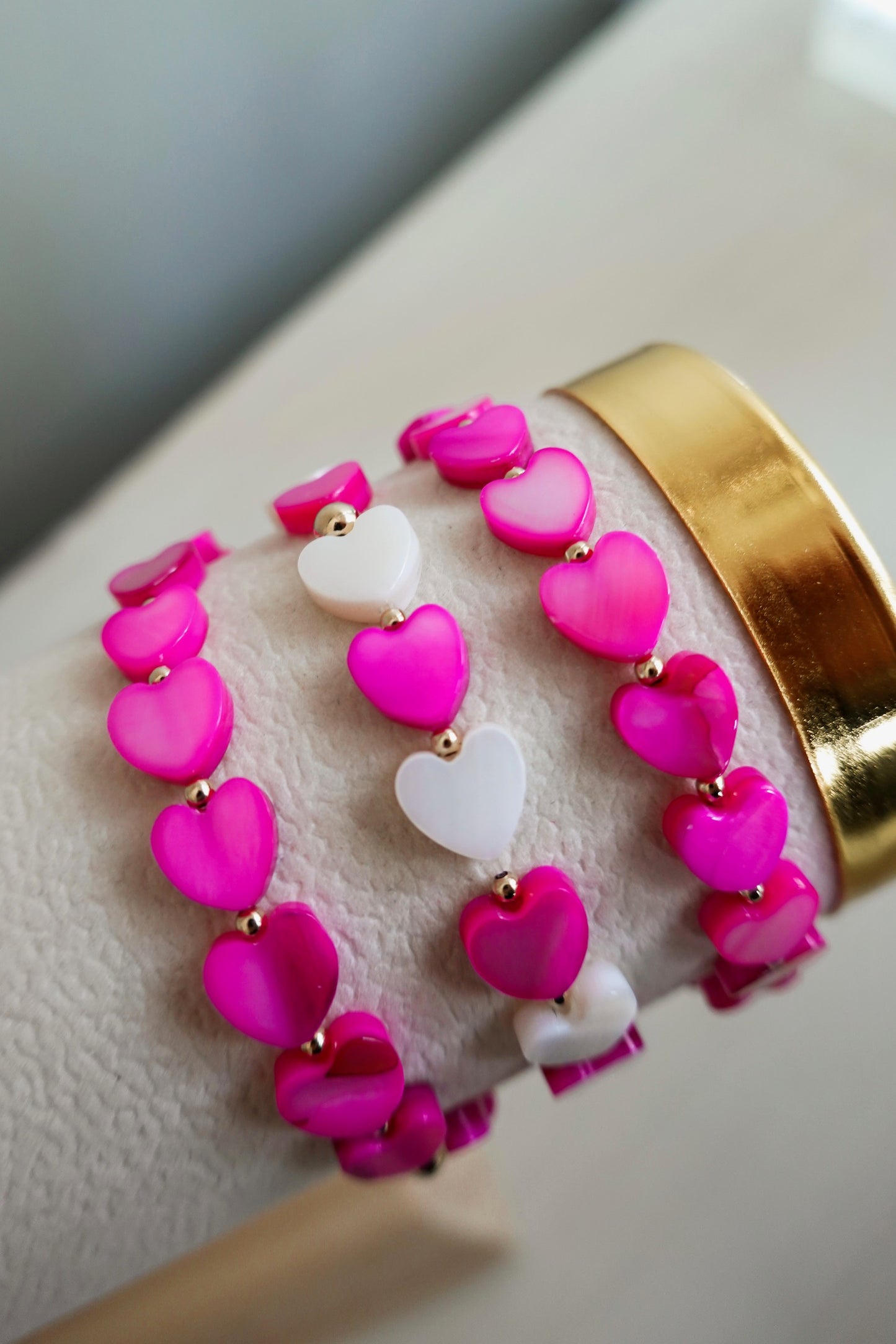 Mother of Pearl Beaded Heart Bracelet
