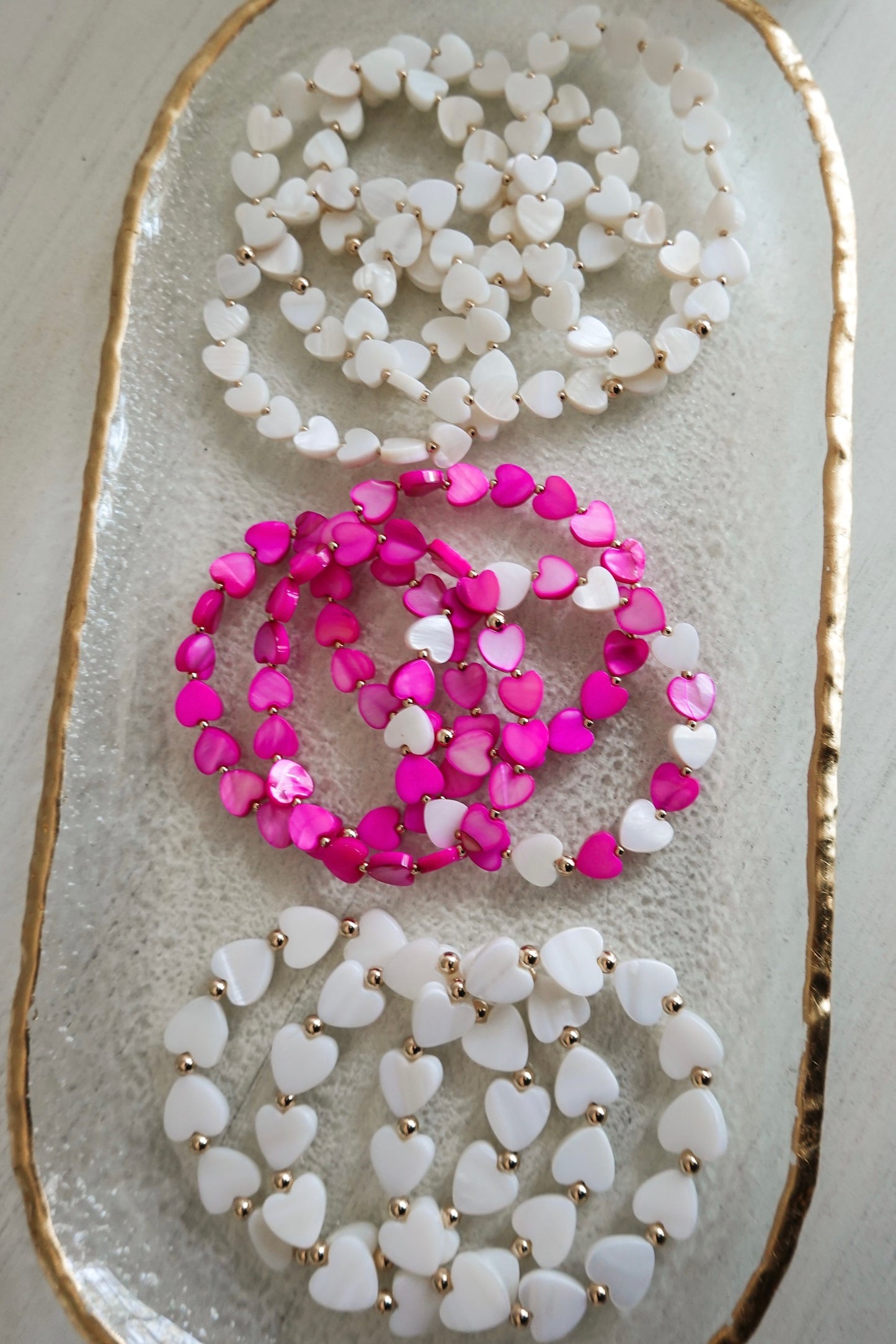 Mother of Pearl Beaded Heart Bracelet