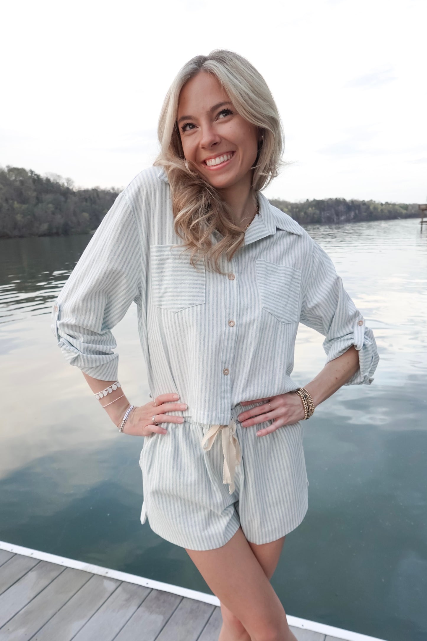Leah Striped Long Sleeve Button Down Shirt