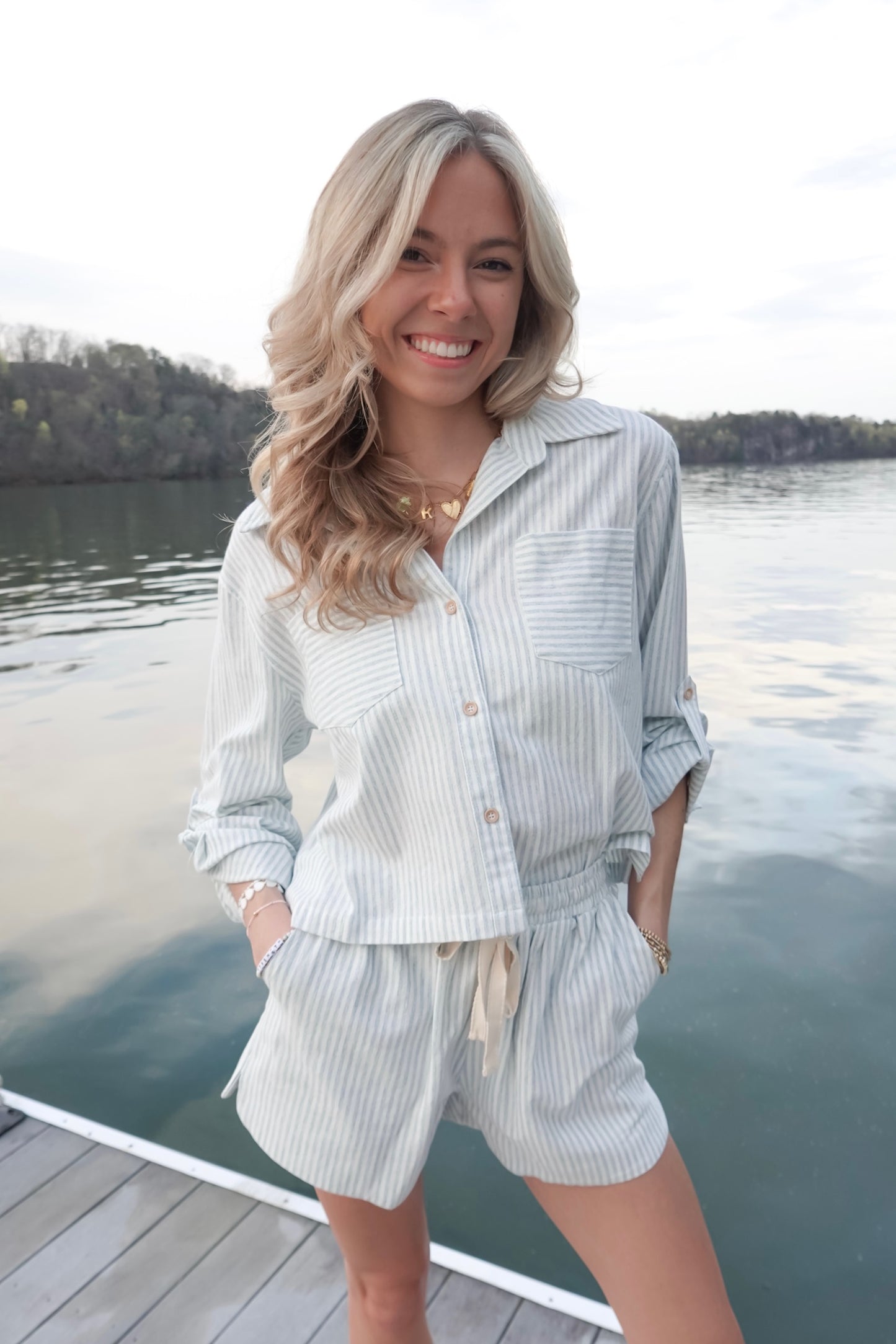 Leah Striped Long Sleeve Button Down Shirt