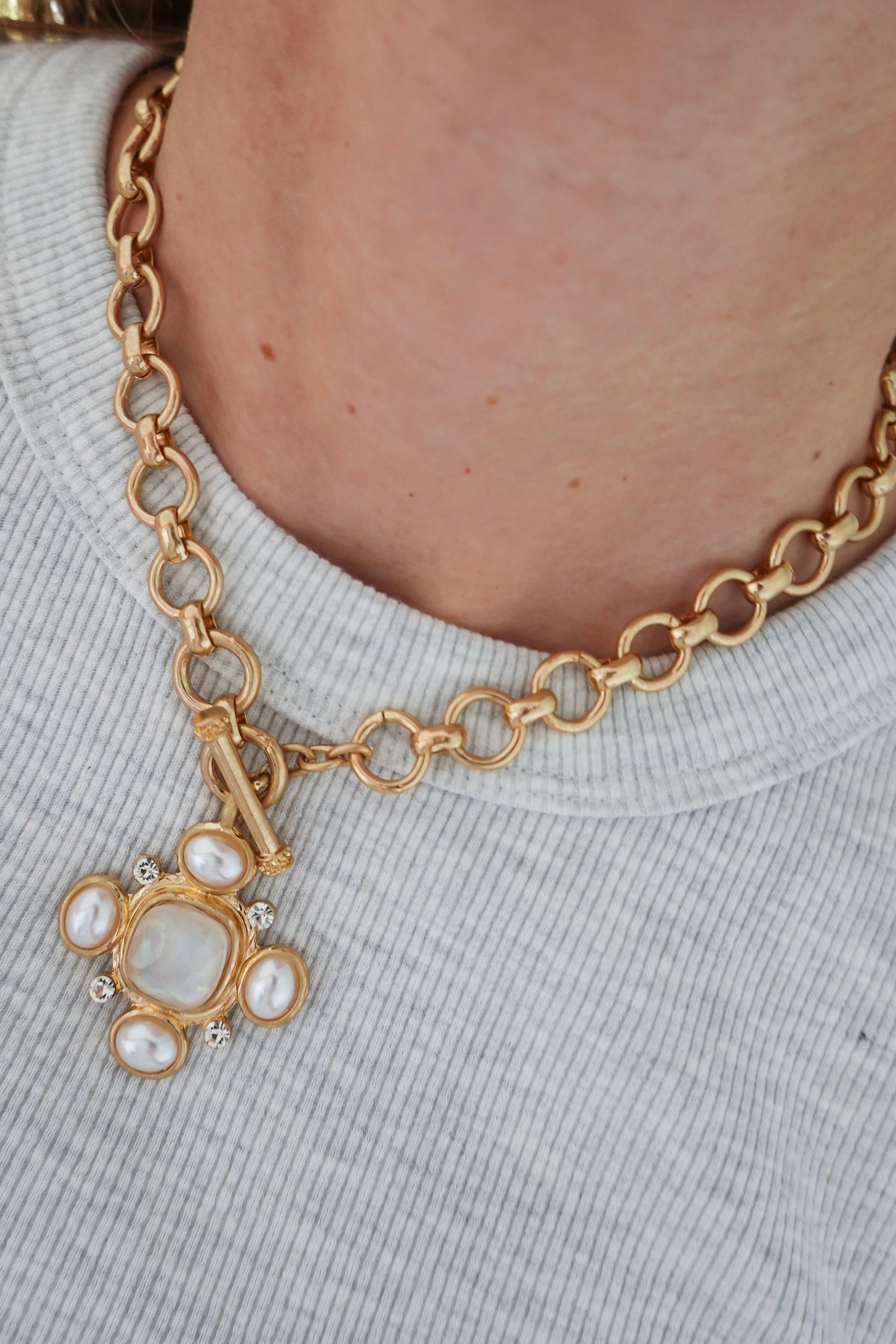 Stone Cross Statement Necklace