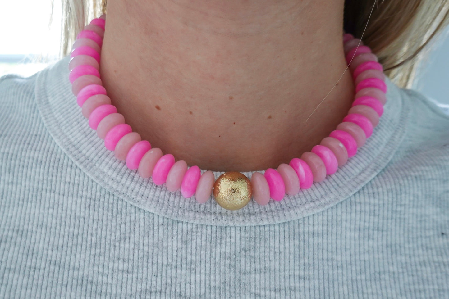 Chunky Pink Beaded Necklace