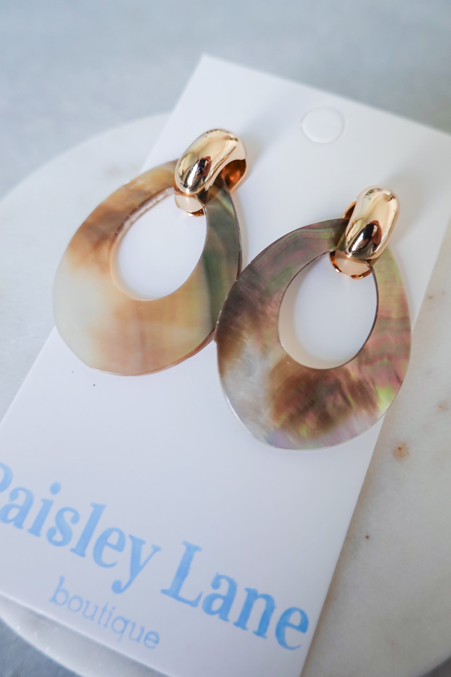 Tortoise Shell Oval Drop Earrings