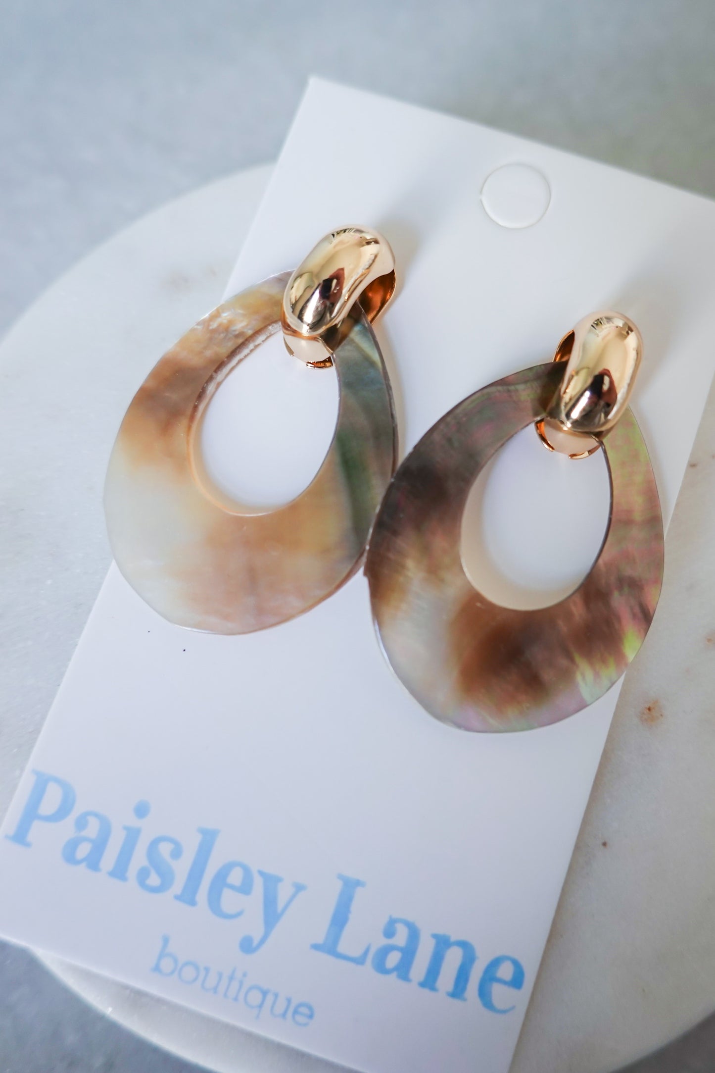 Tortoise Shell Oval Drop Earrings