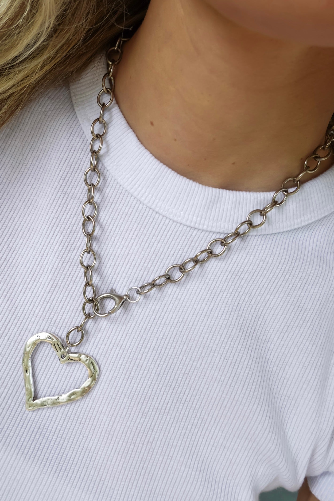 Chunky Heart Drop Necklace