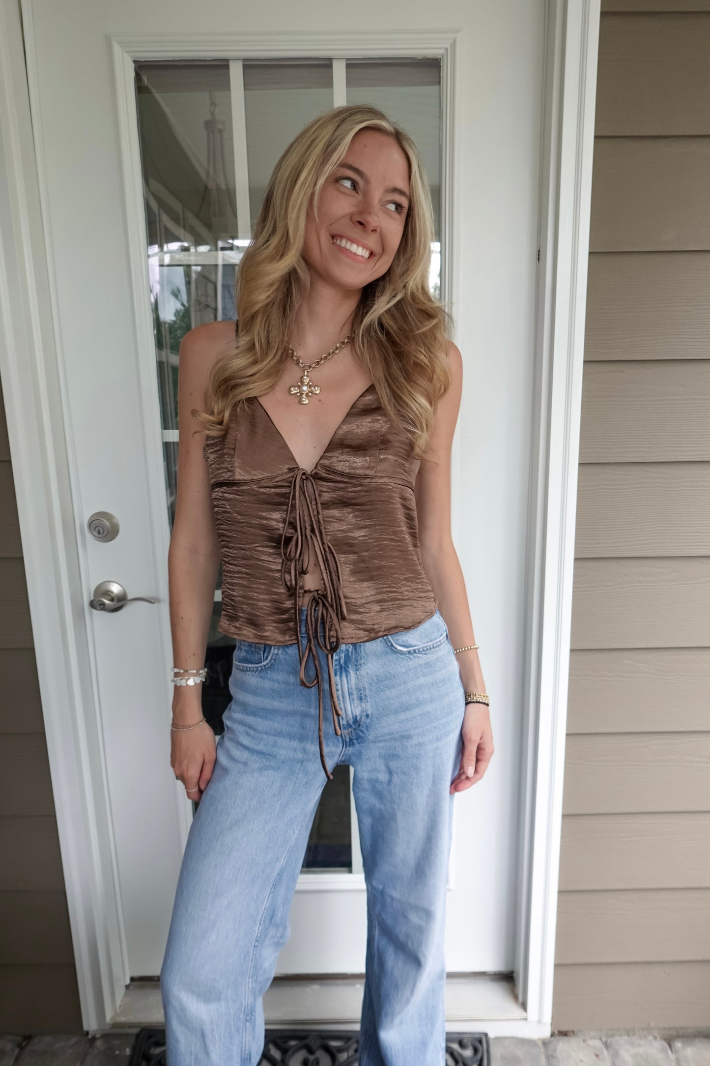 Ava Tie Front Tank Top