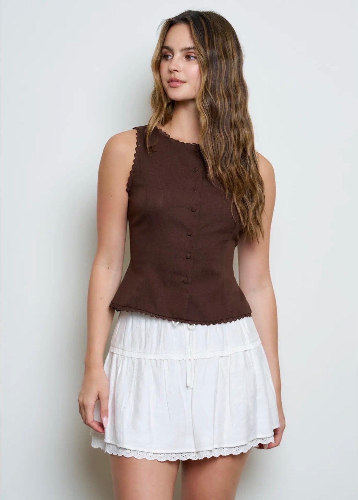 Skye Scalloped Trim Vest Top