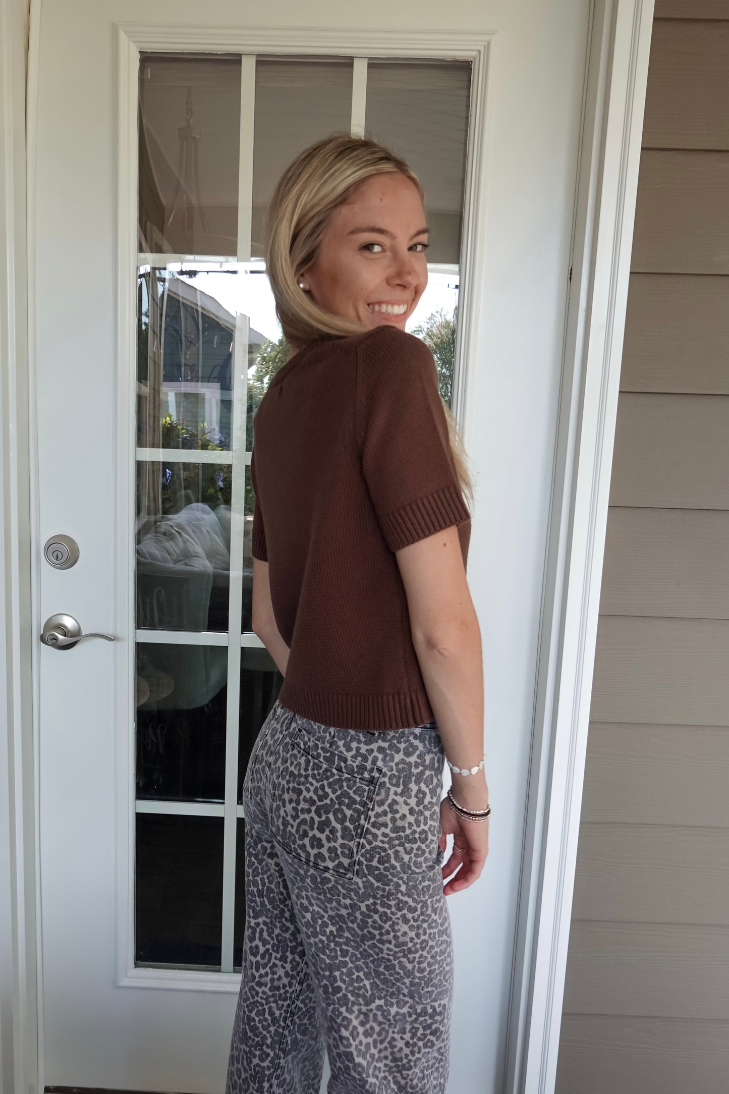 Brynn Button Down Knit Short Sleeve Cardigan