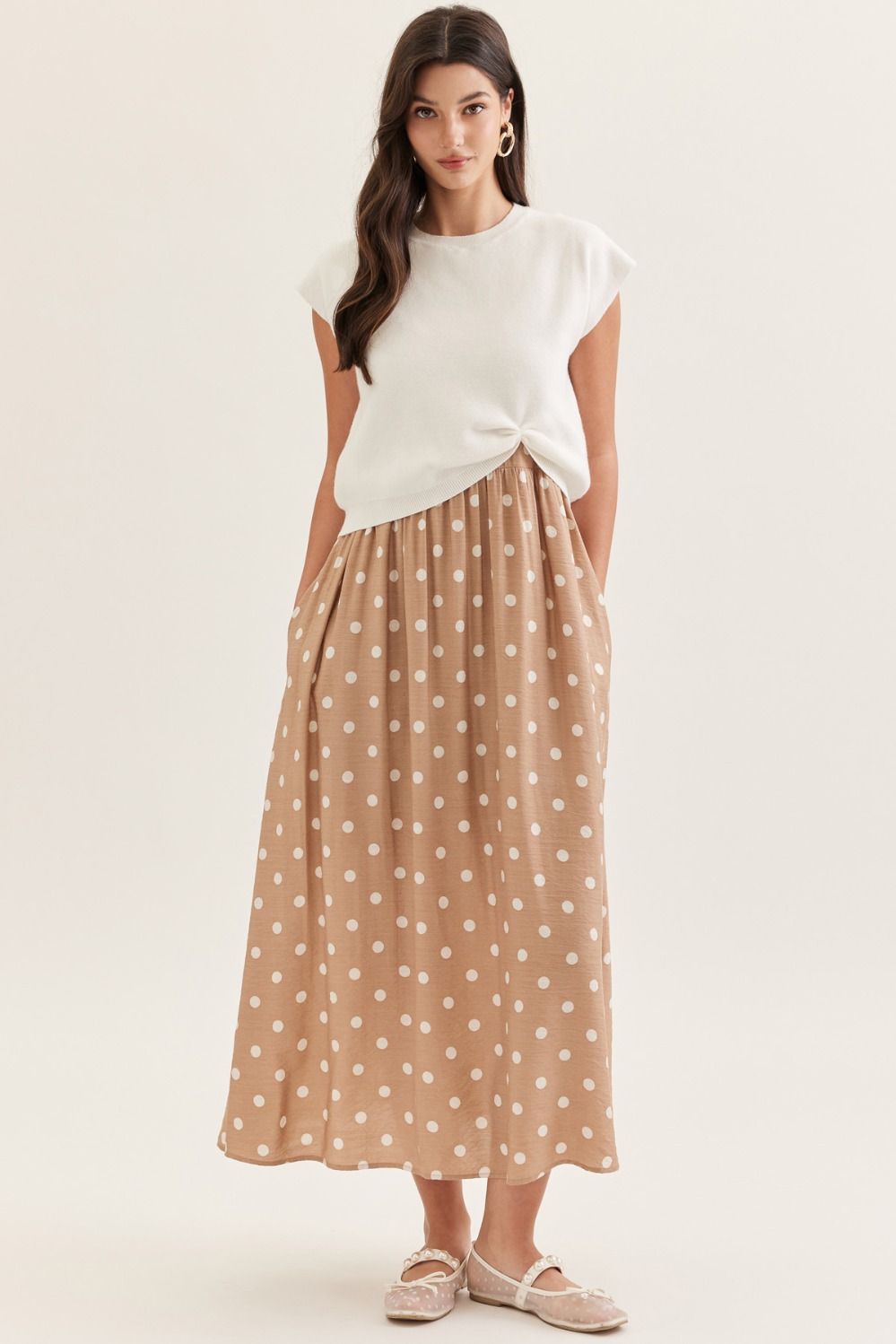 Short Sleeve Sweater Polka Dot Maxi Dress