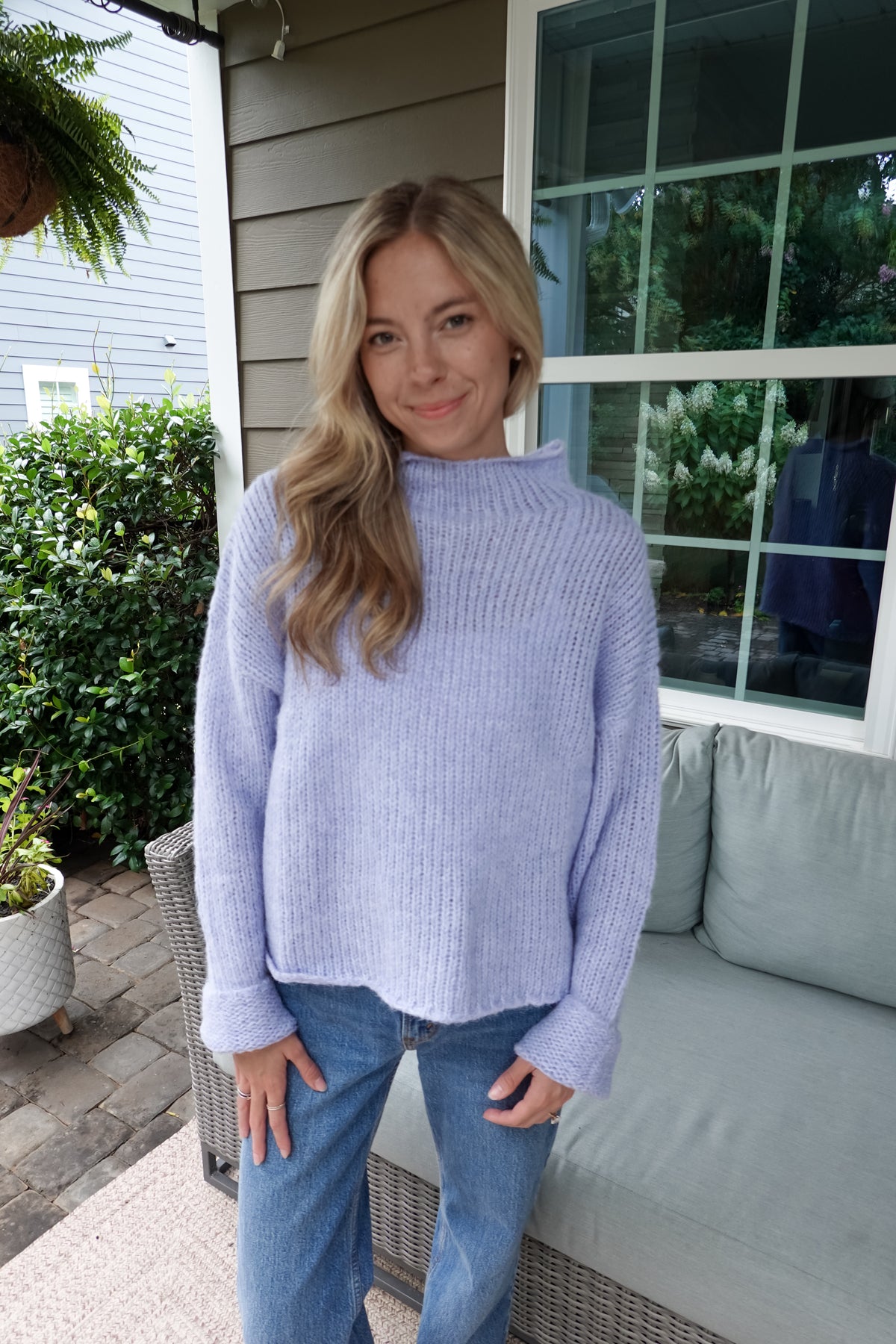 Ava Blue Mock Neck Sweater