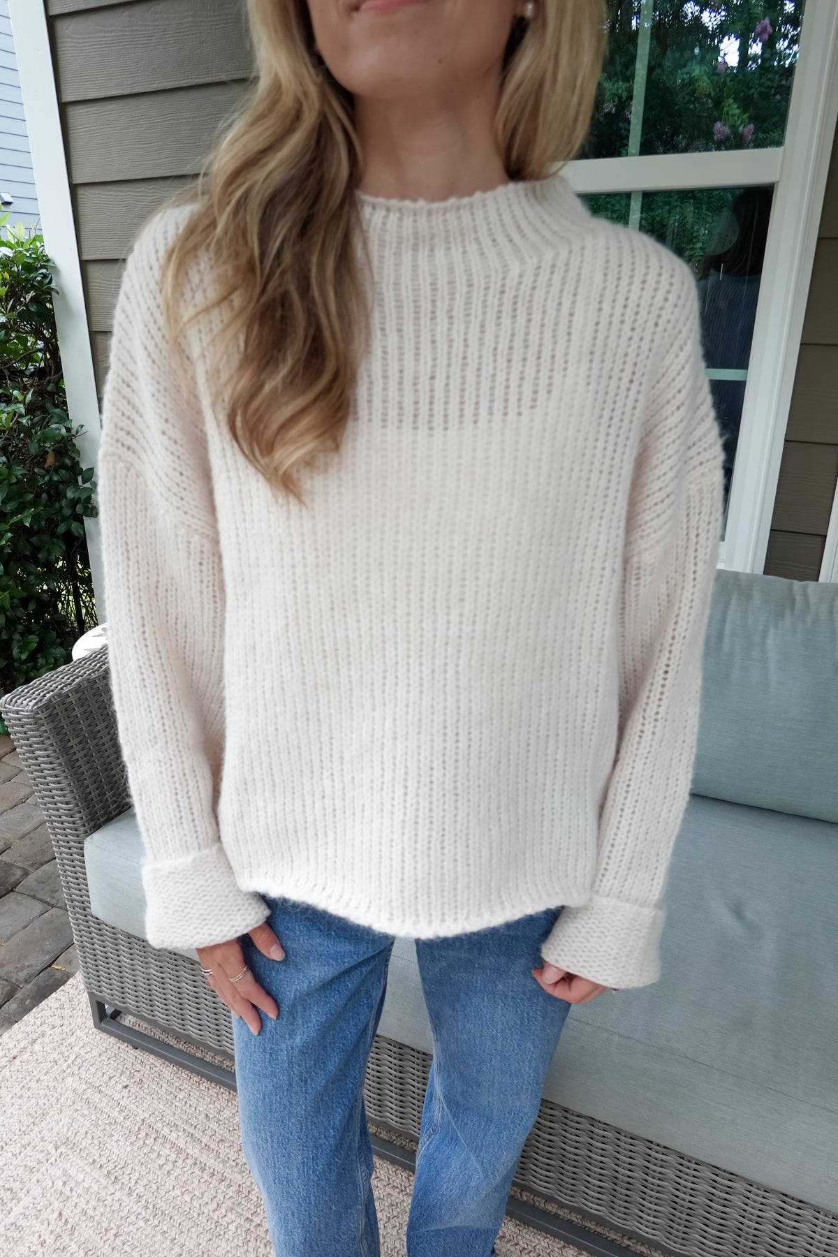 Ava Ivory Mock Neck Sweater