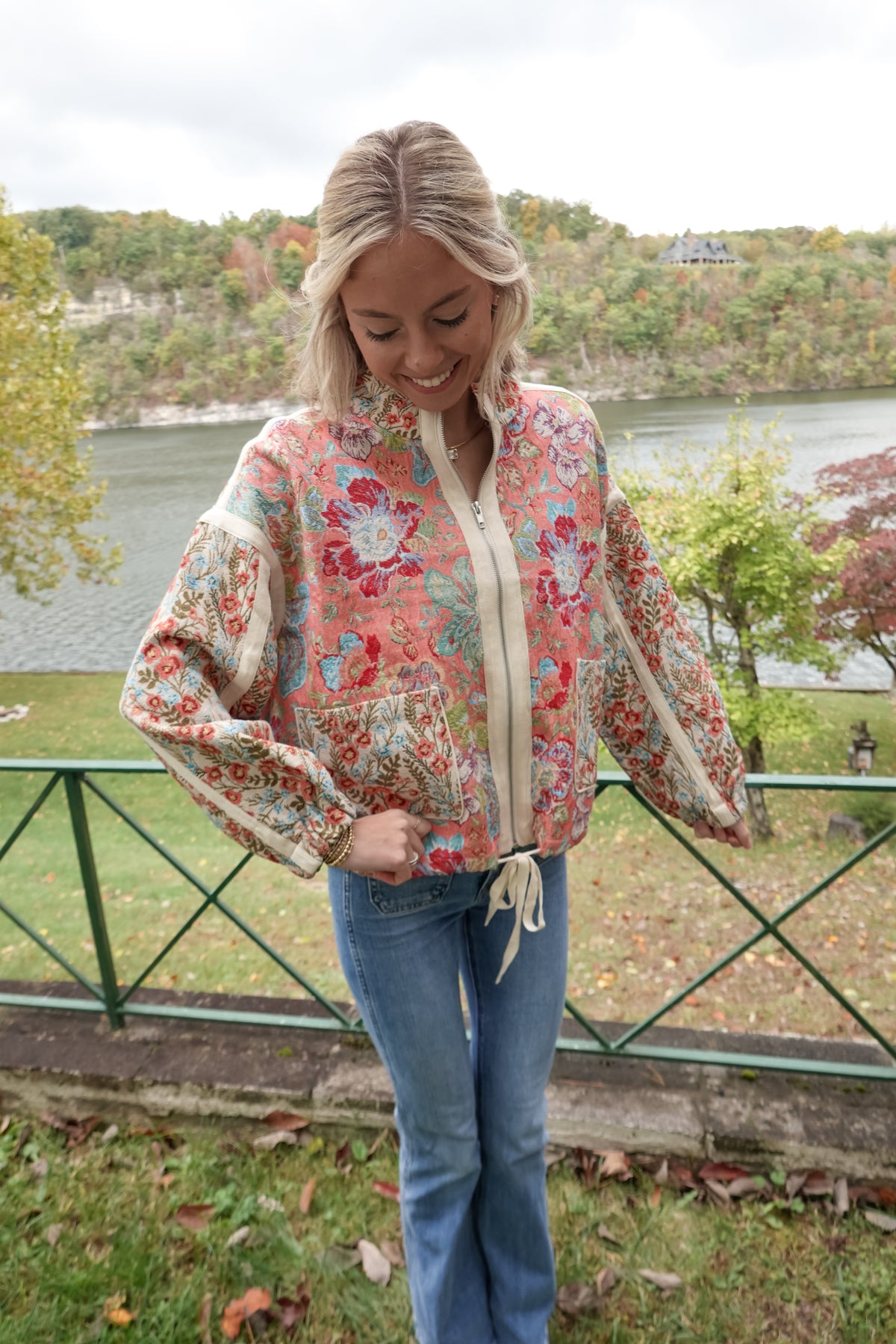 Jacquard Floral Pattern Jacket