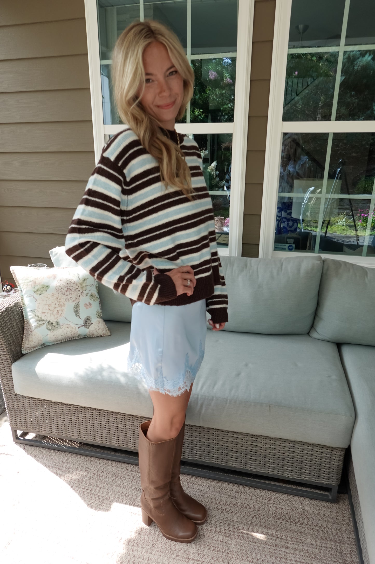 Lace Trim Satin Mini Skirt