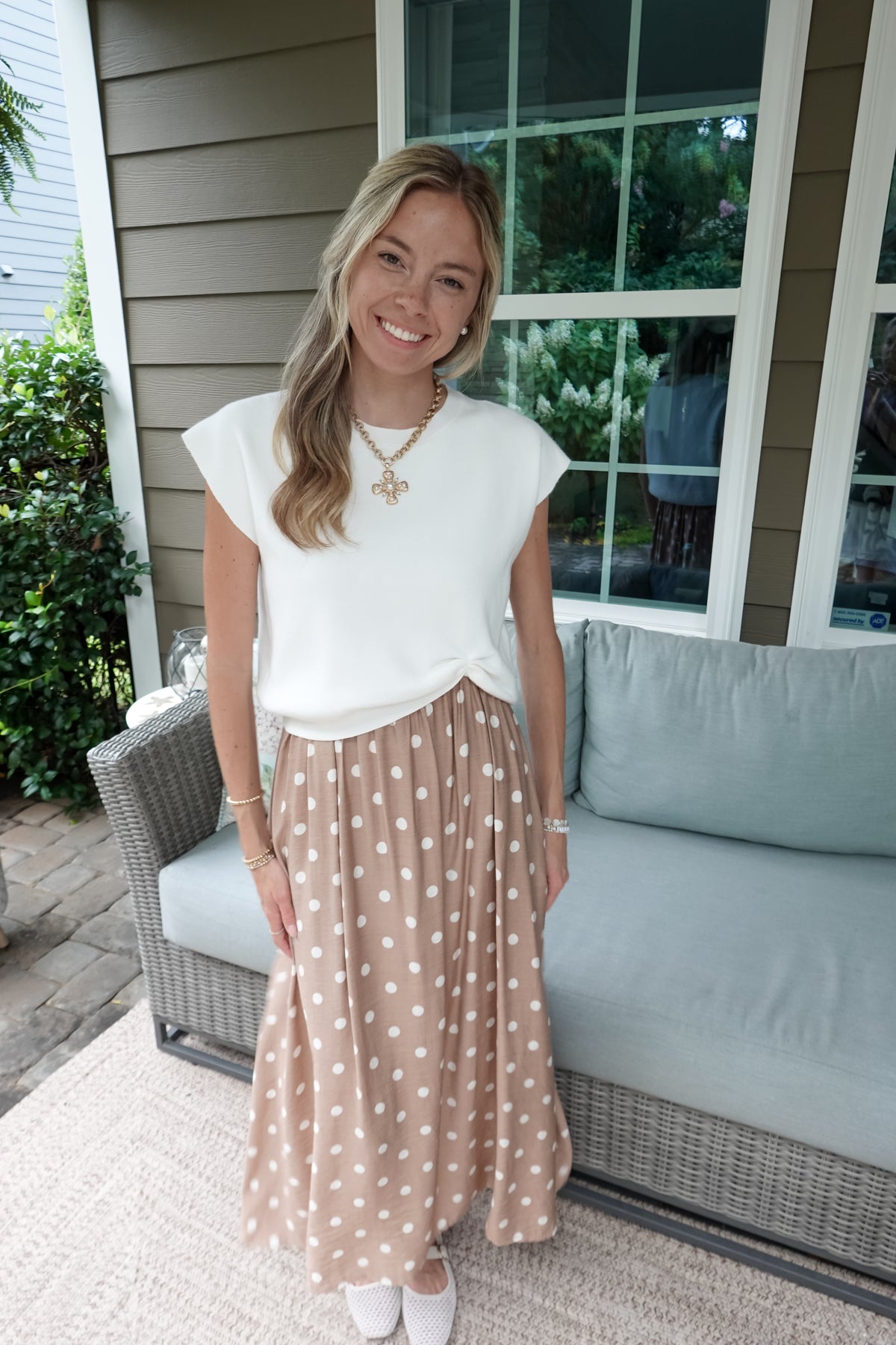 Short Sleeve Sweater Polka Dot Maxi Dress