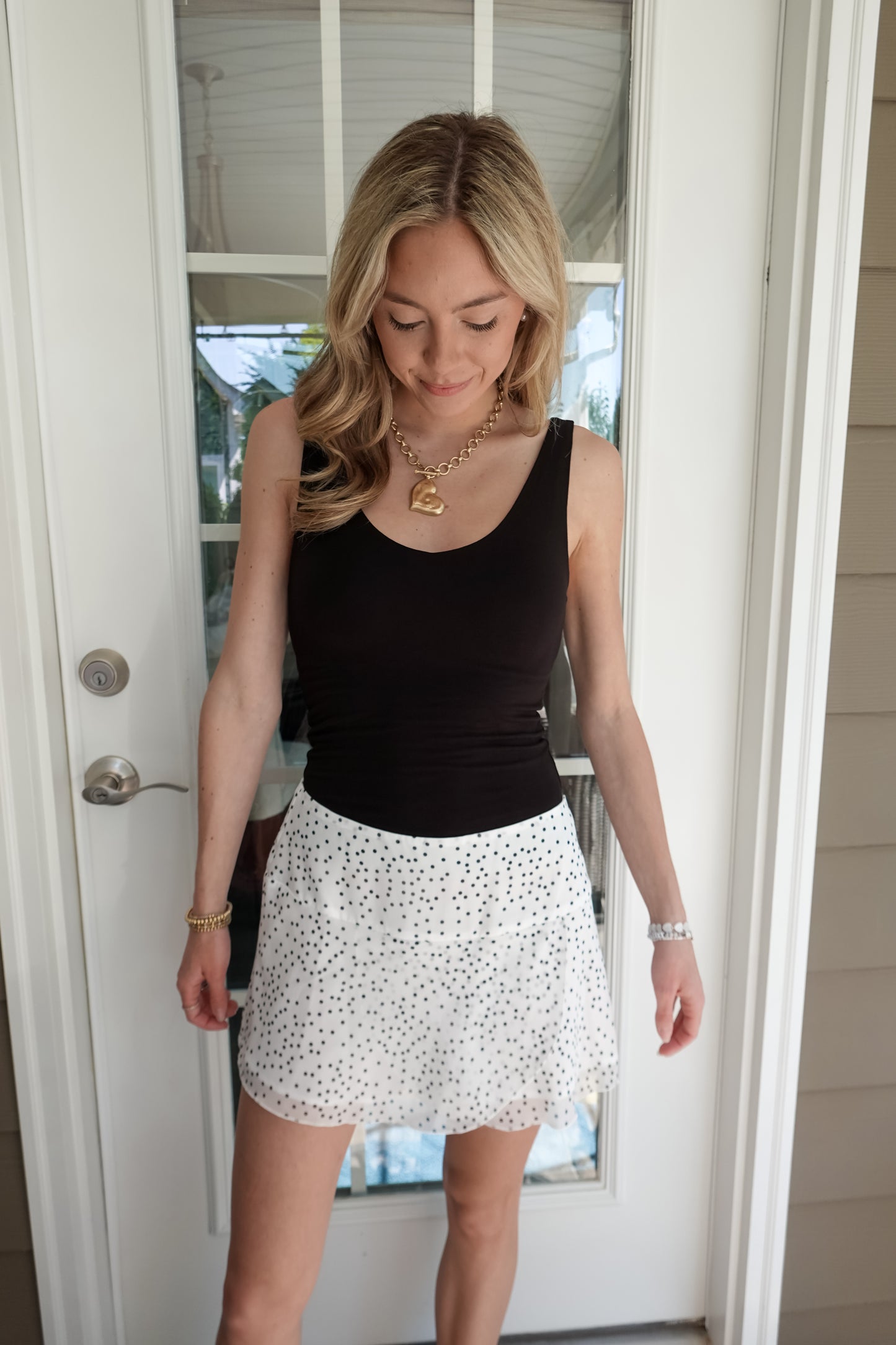 Cross-Over Front Polka Dot Mini Skirt