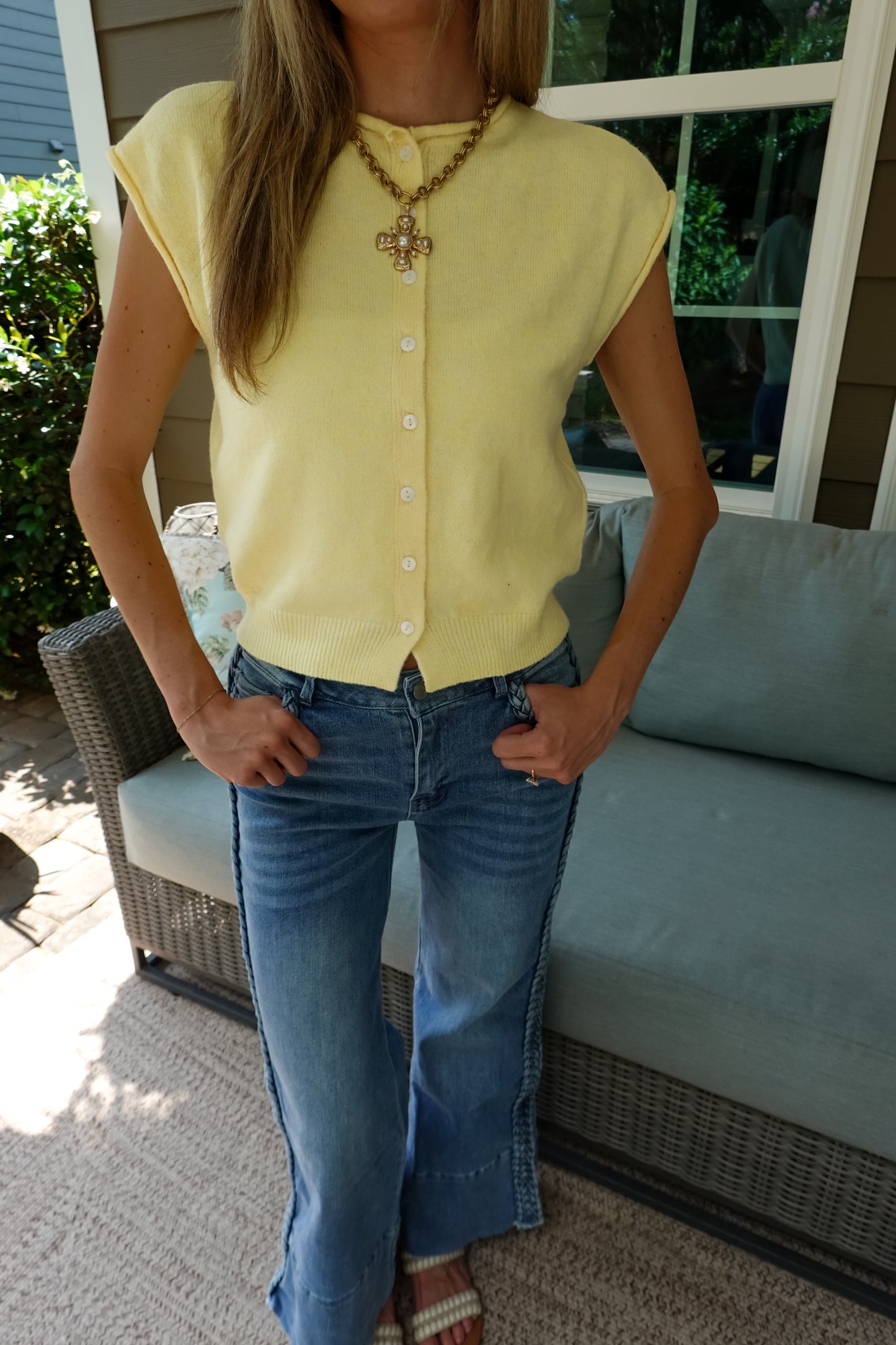 Wide Leg Flaire Jeans With Braid