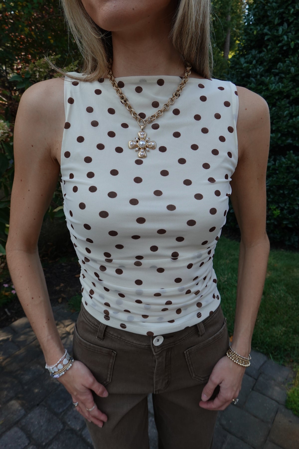 Gianna Ivory Polka Dot Tank