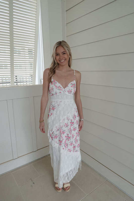 Tiffany Floral Lace Tiered Maxi Dress