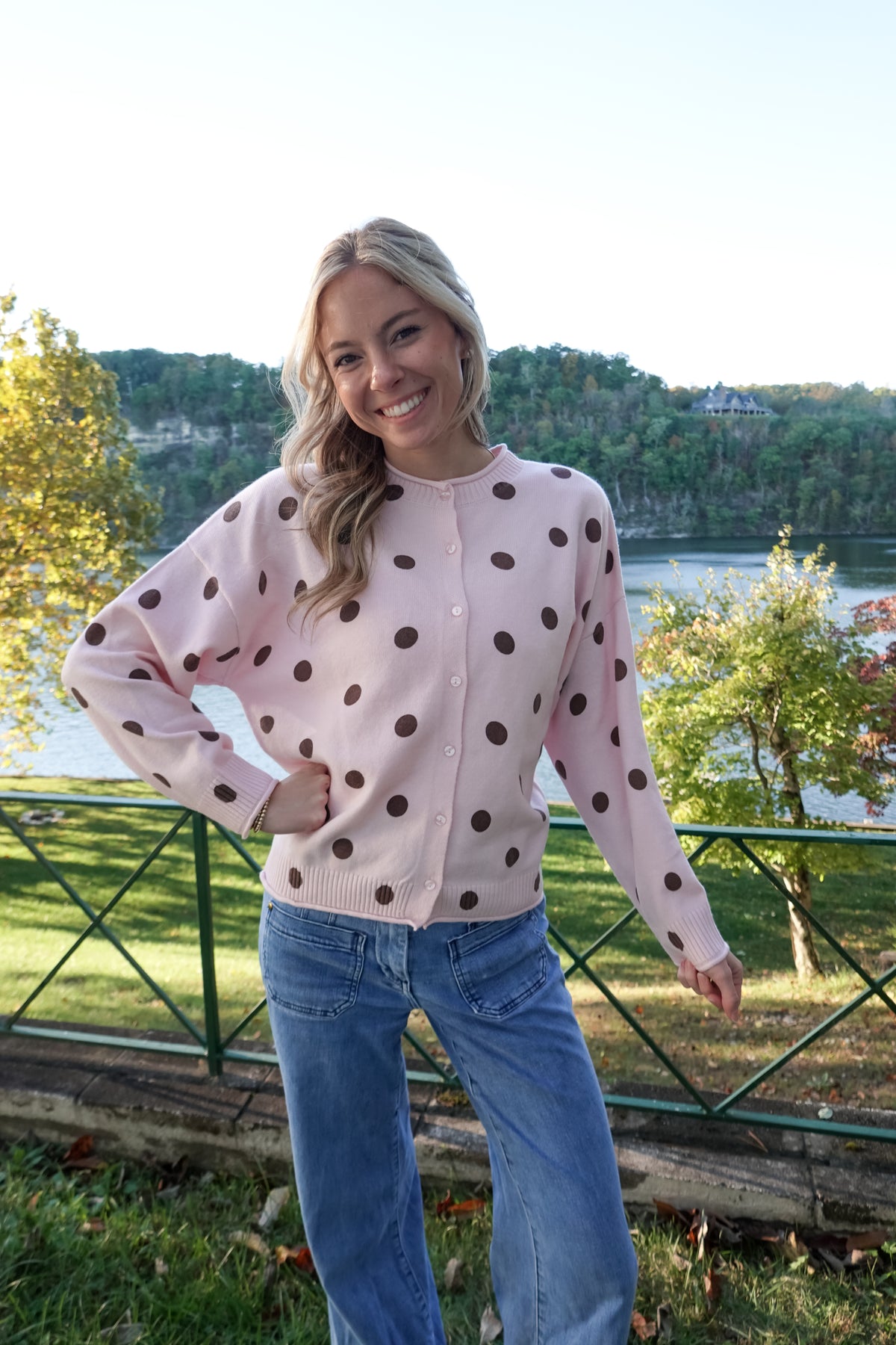 Jade Pink Polka Dot Cardigan