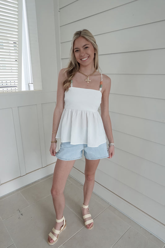 Blair Beaded Peplum Tank