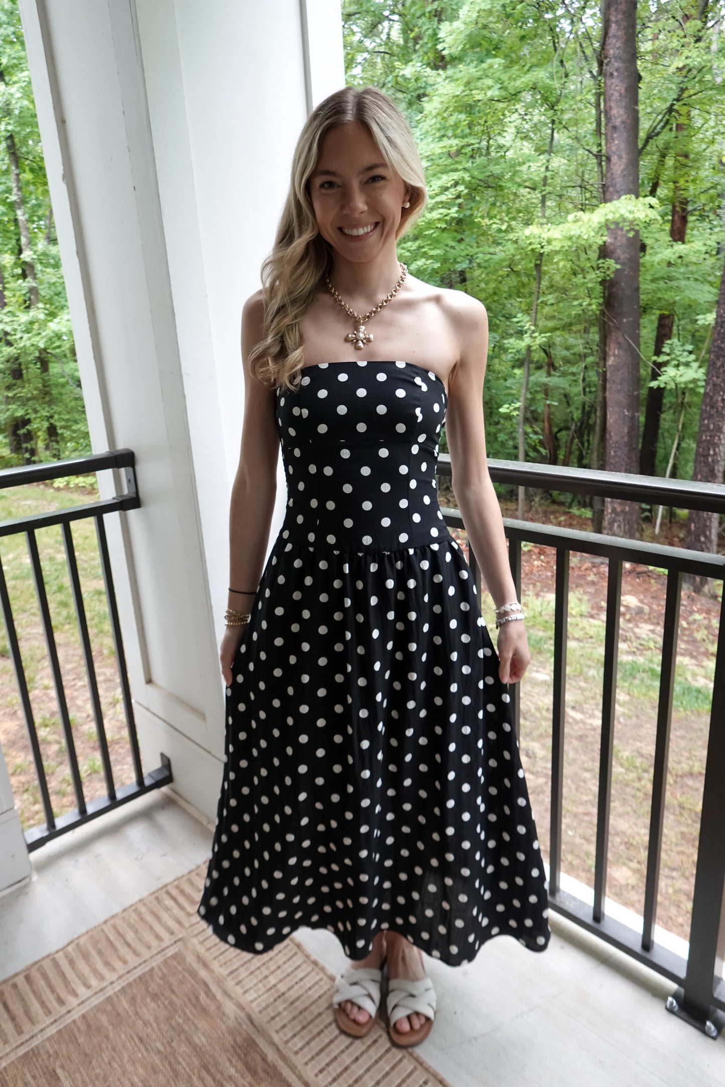 Millie Black Strapless Midi Dress