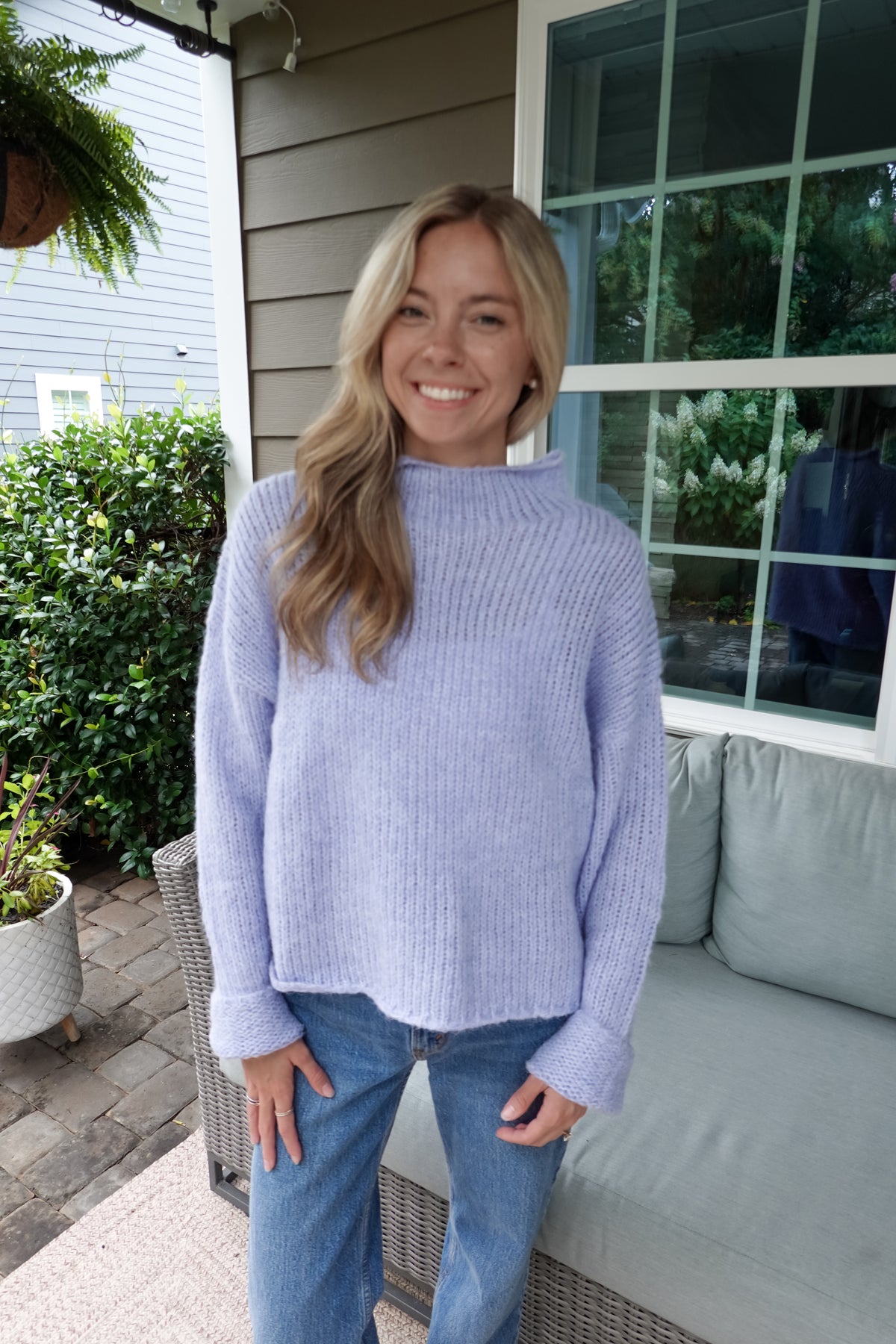 Ava Blue Mock Neck Sweater