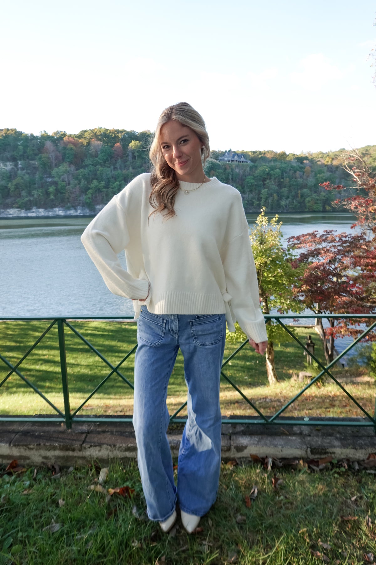 Tori Ivory Tie Sweater