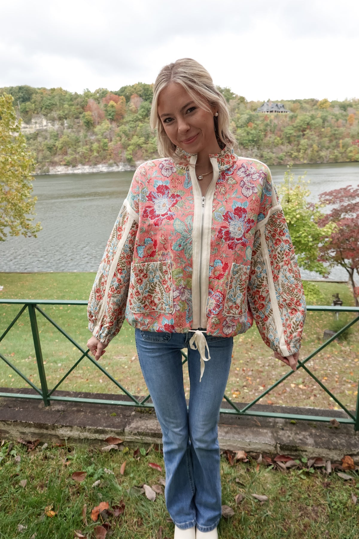 Jacquard Floral Pattern Jacket