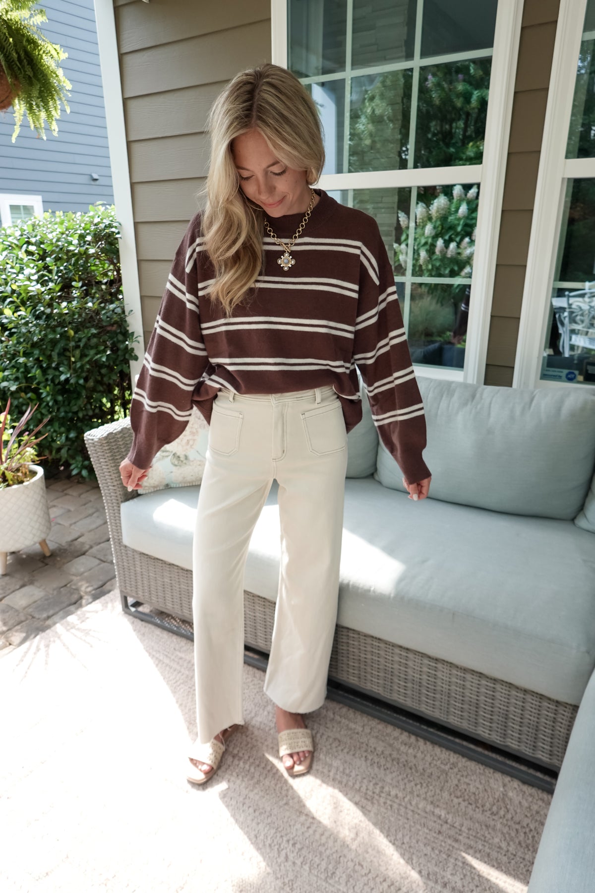 Maddie Striped Brown Sweater