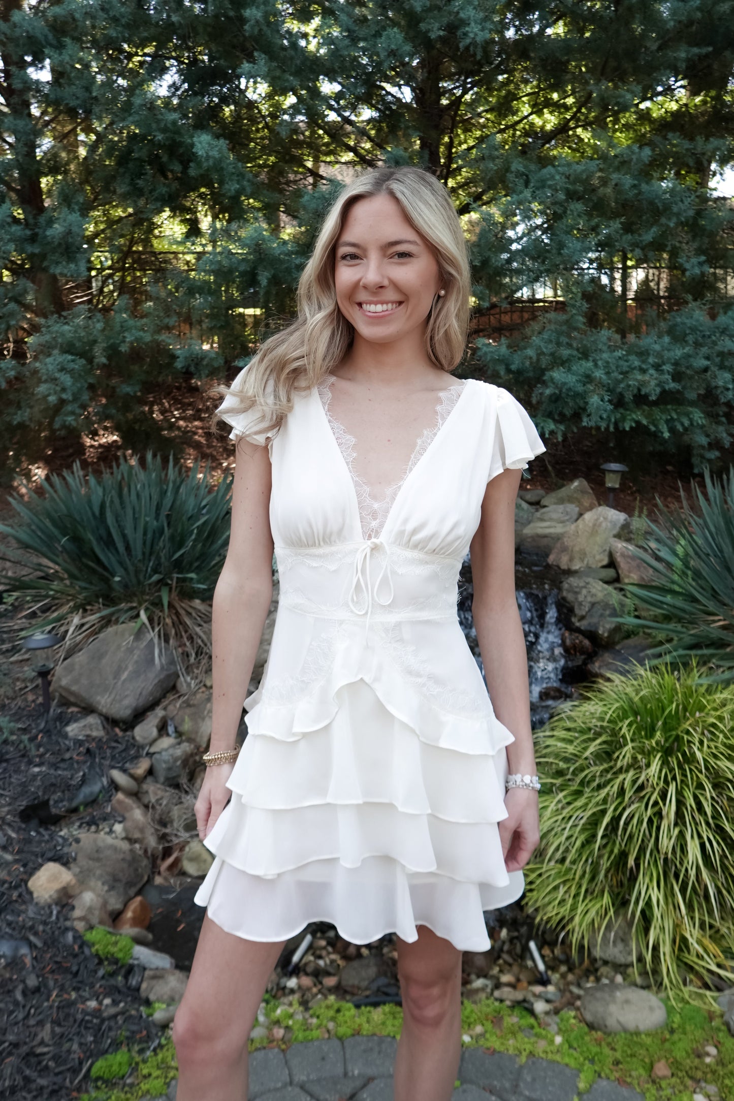 Gracen Lace Ruffle Mini Dress