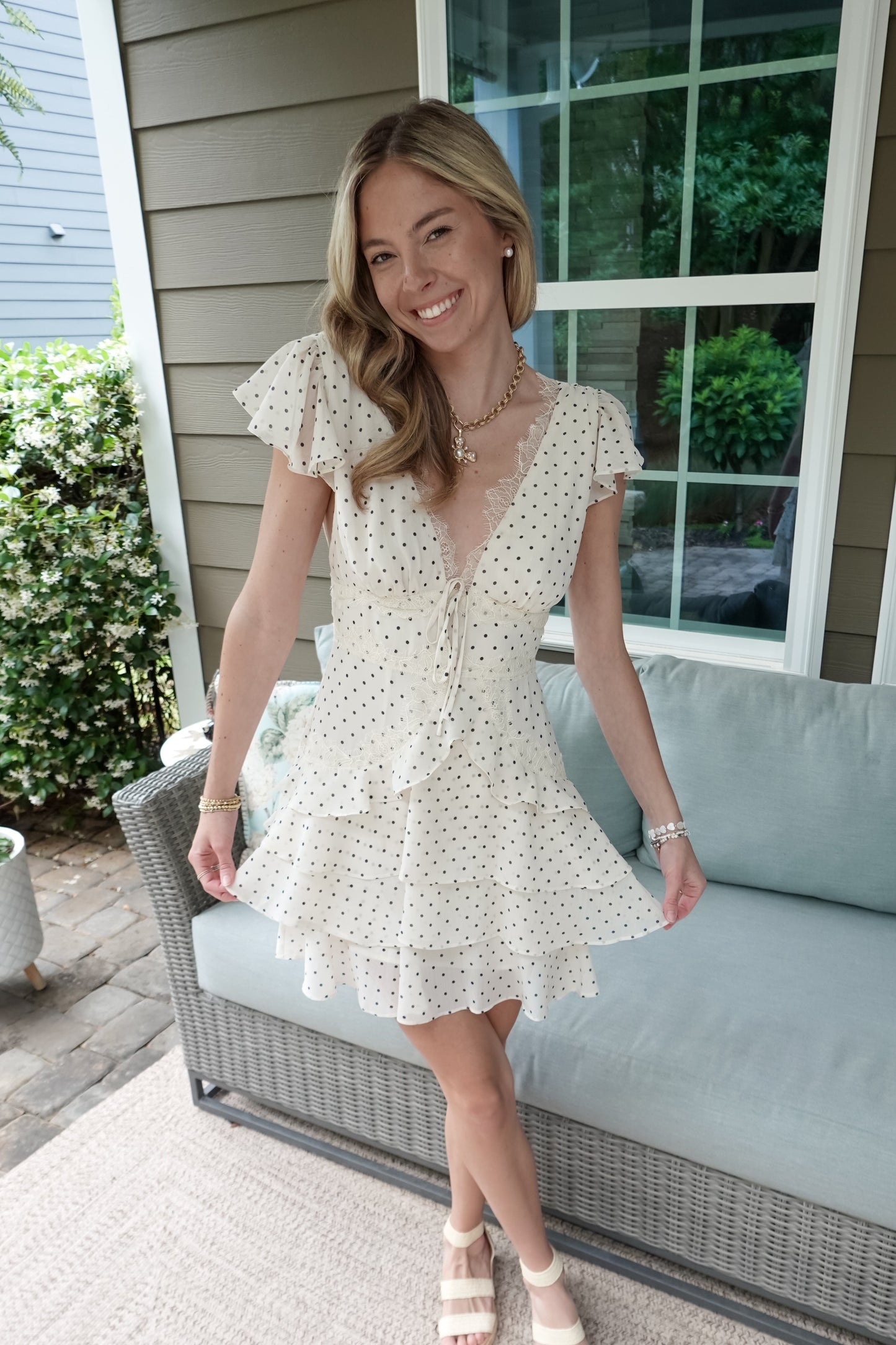 Gracen Lace Polka Dot Mini Dress