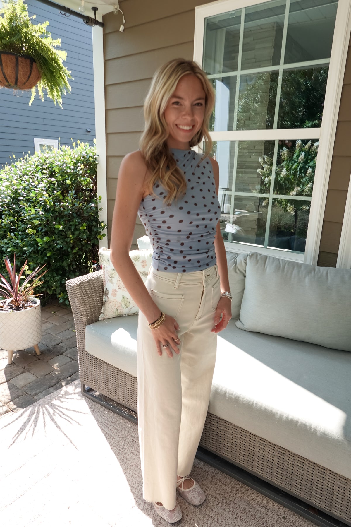 Gianna Blue Polka Dot Tank