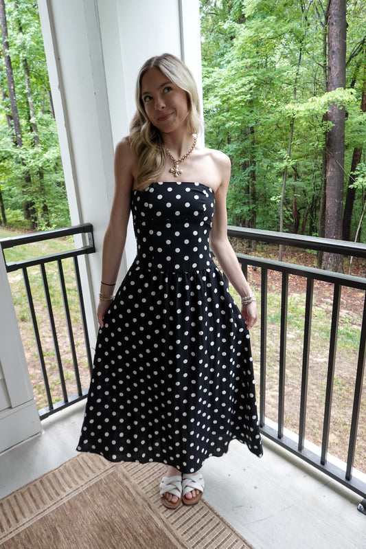 Millie Black Strapless Midi Dress