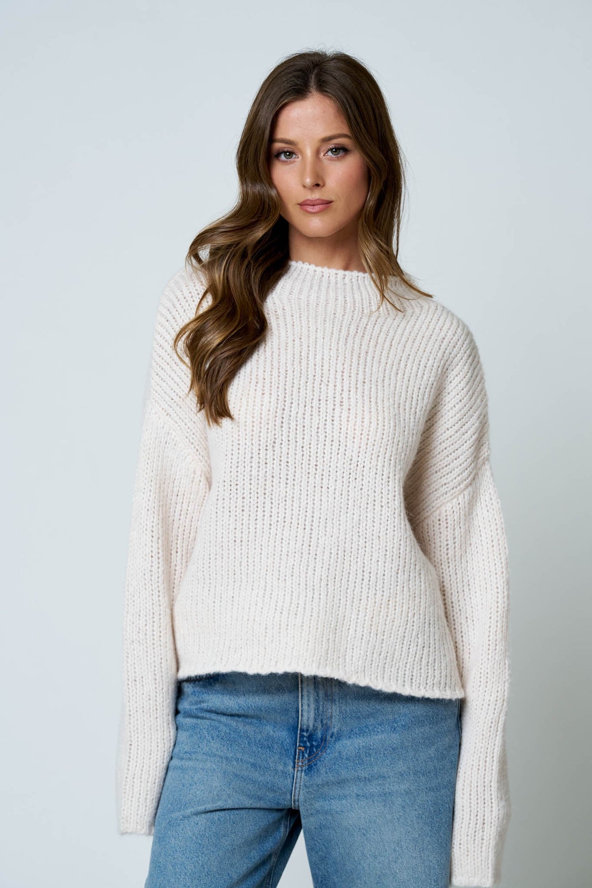 Ava Ivory Mock Neck Sweater