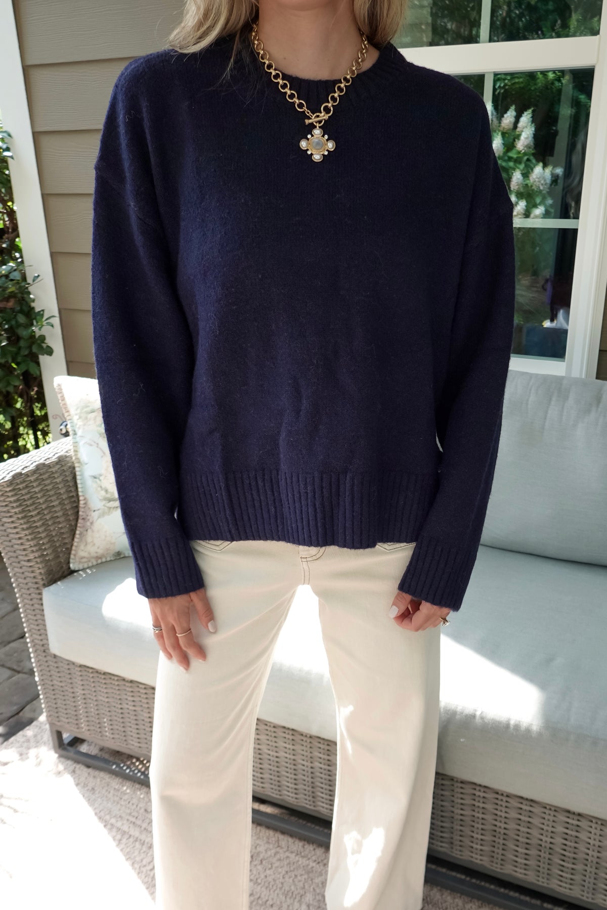 Tori Navy Tie Sweater