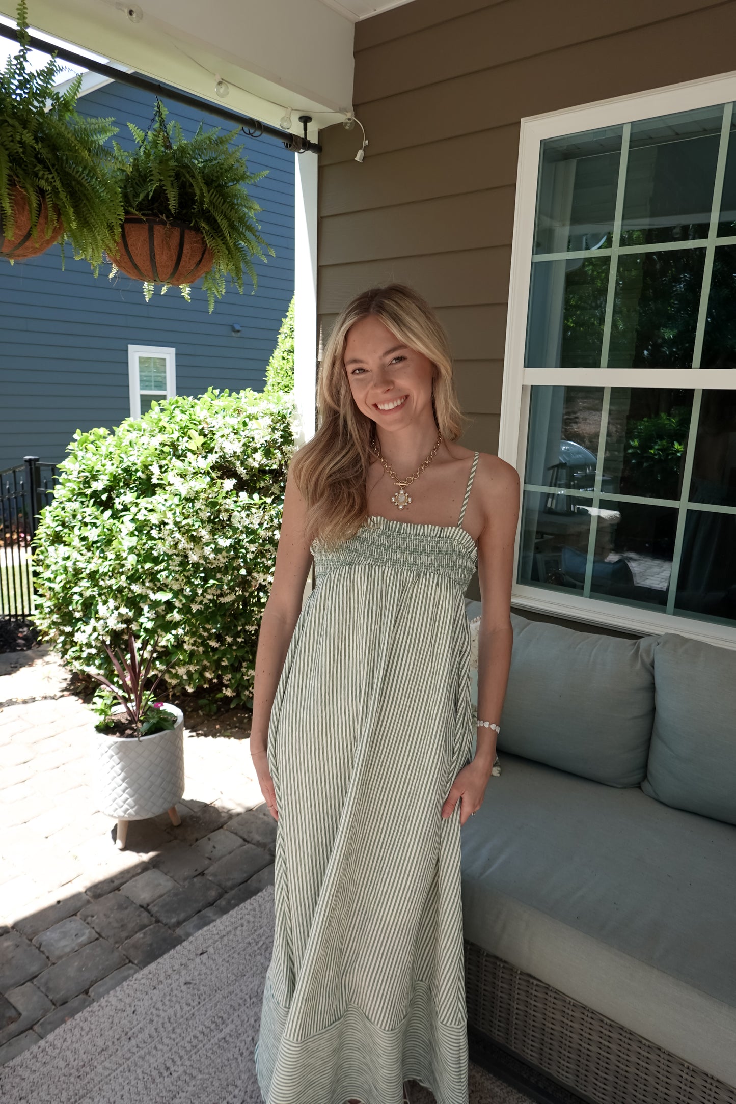 Embroidered Smocked Maxi Dress